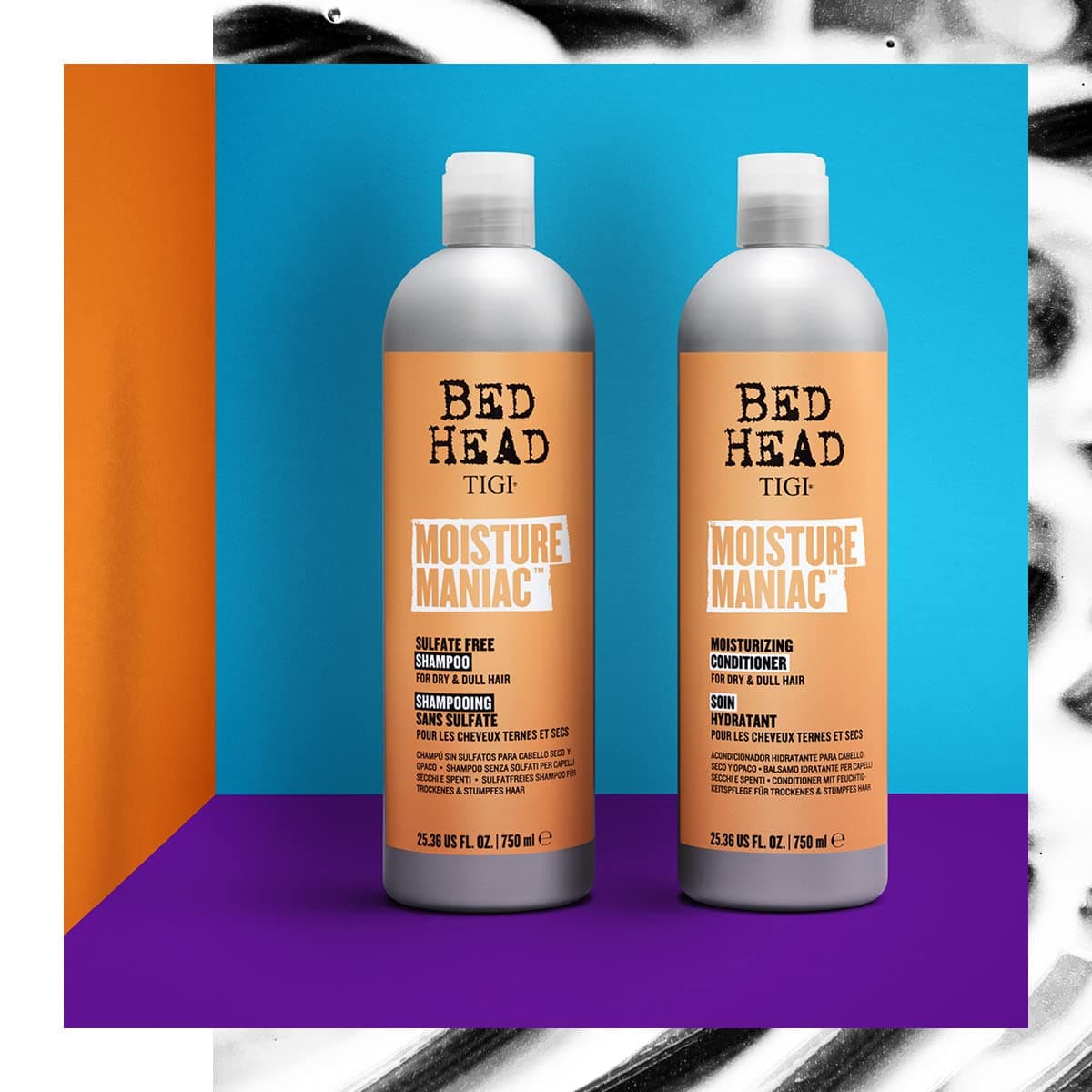 TIGI Bed Head Sulfate Free Shampoo and Conditioner Set for Dry Hair, Moisture Maniac Hair Care with Argan Oil, 25.36 fl oz, 2 Pack - Image 6