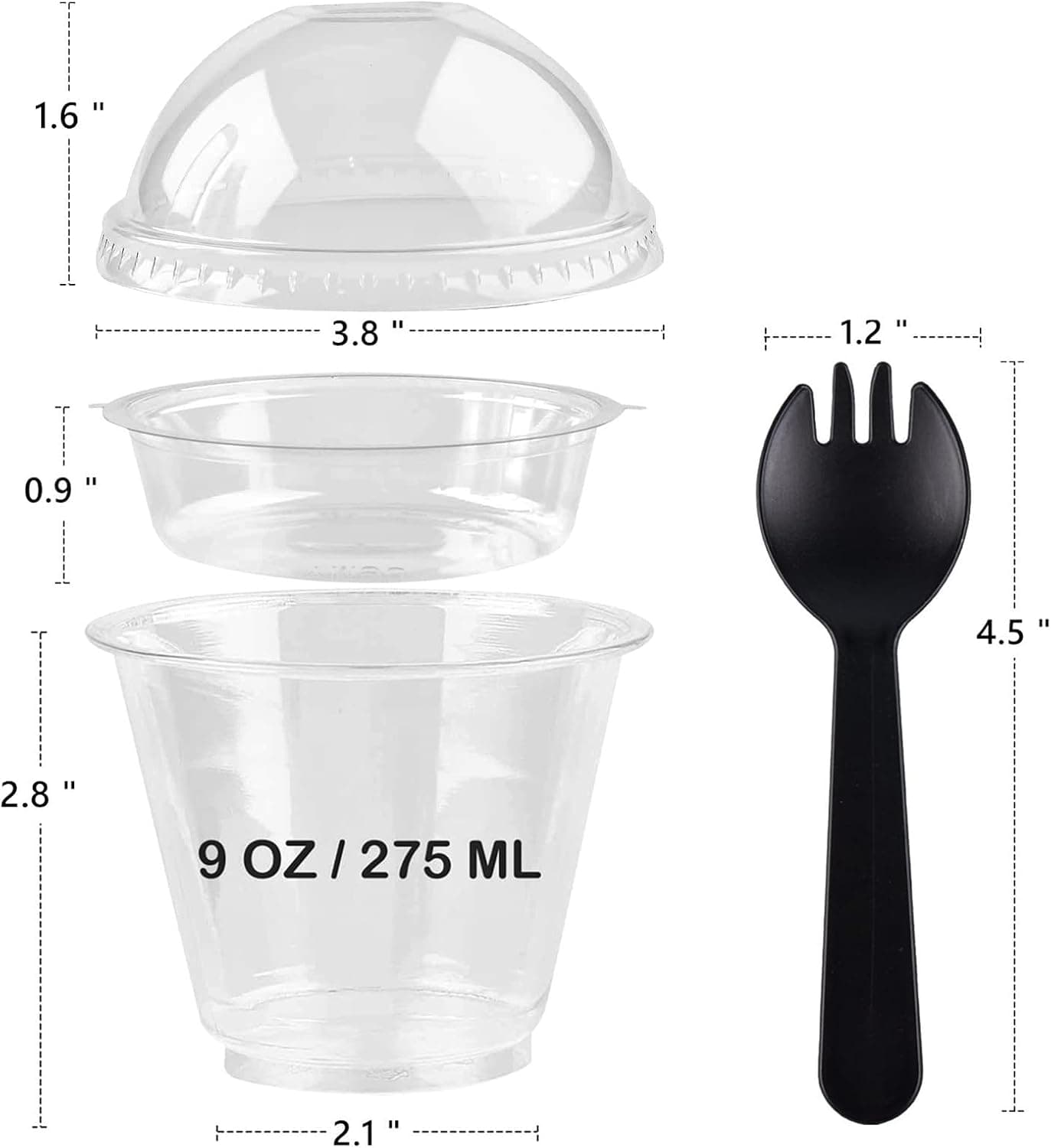 Amazon.com: Zezzxu 50 x 9 oz Clear Plastic Yogurt Parfait Cups with Dome Lids, Insert | Yogurt Containers with Lids, Separate Granola Holder, Spork, For Breakfast and Snacks To Go, No Leaking : Health & Household - Image 3