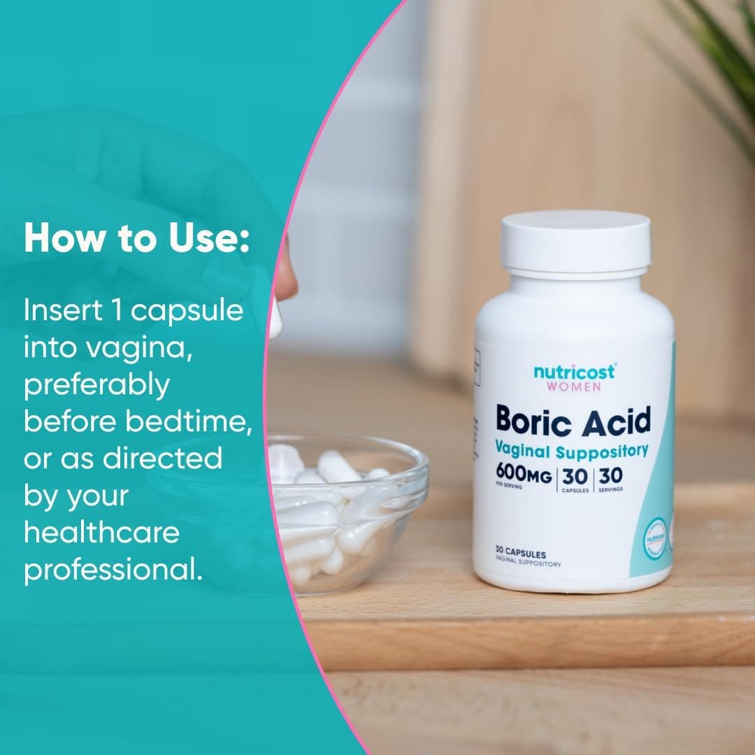 Nutricost Boric Acid 600mg, 30 Capsules - Vaginal Suppository - Non-GMO - for Women 30 Count (Pack of 1) - Image 8
