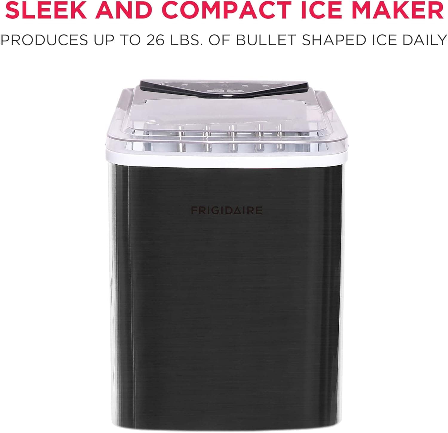 Frigidaire EFIC123-SSBLACK Compact Countertop Ice Maker, 26lbs of Ice per Day, Black Stainless Black Stainless Maker - Image 2