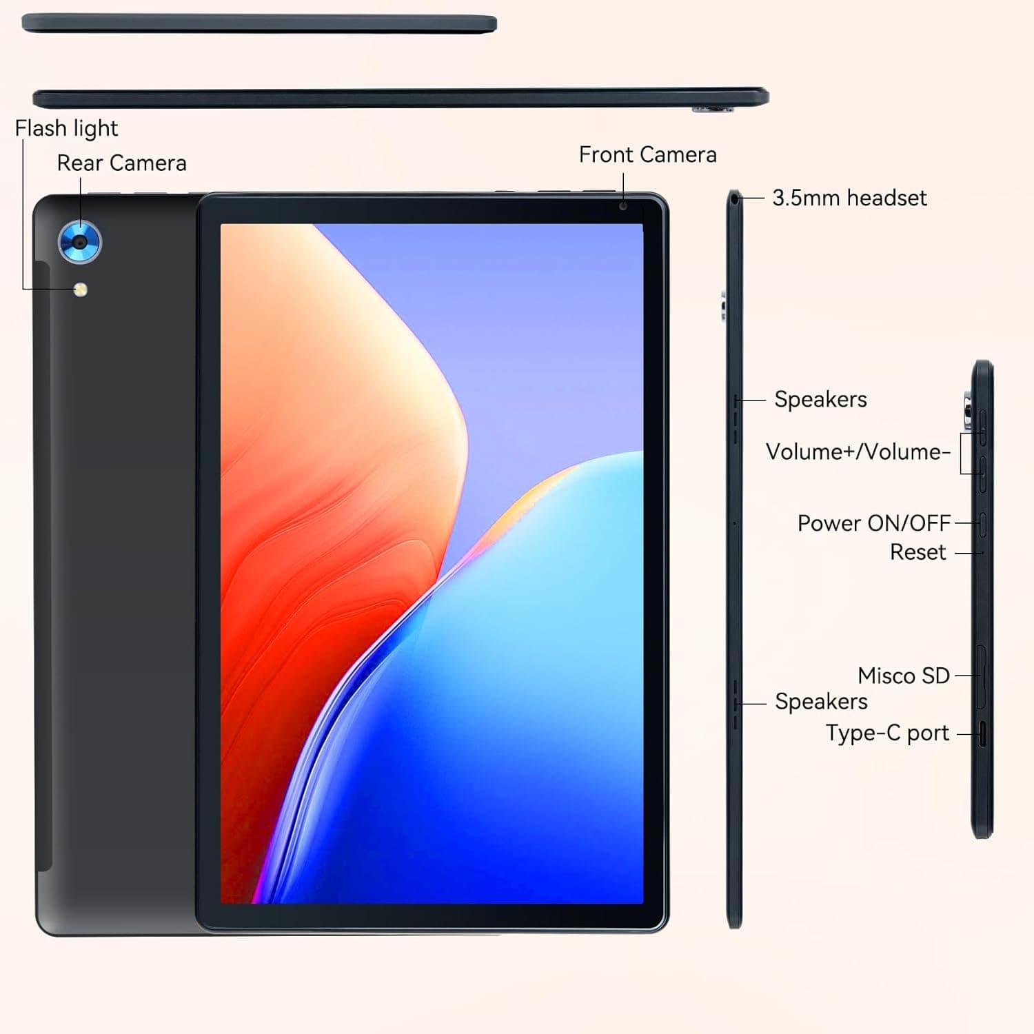Tablet,10.1" Android Tablet with Octa-core Processor 24GB RAM 128GB ROM HD IPS Touchscreen 8H Battery, Wi-Fi 6, BT 5.0, Dual Camera, Android 15 Tablets 2025 - Image 9