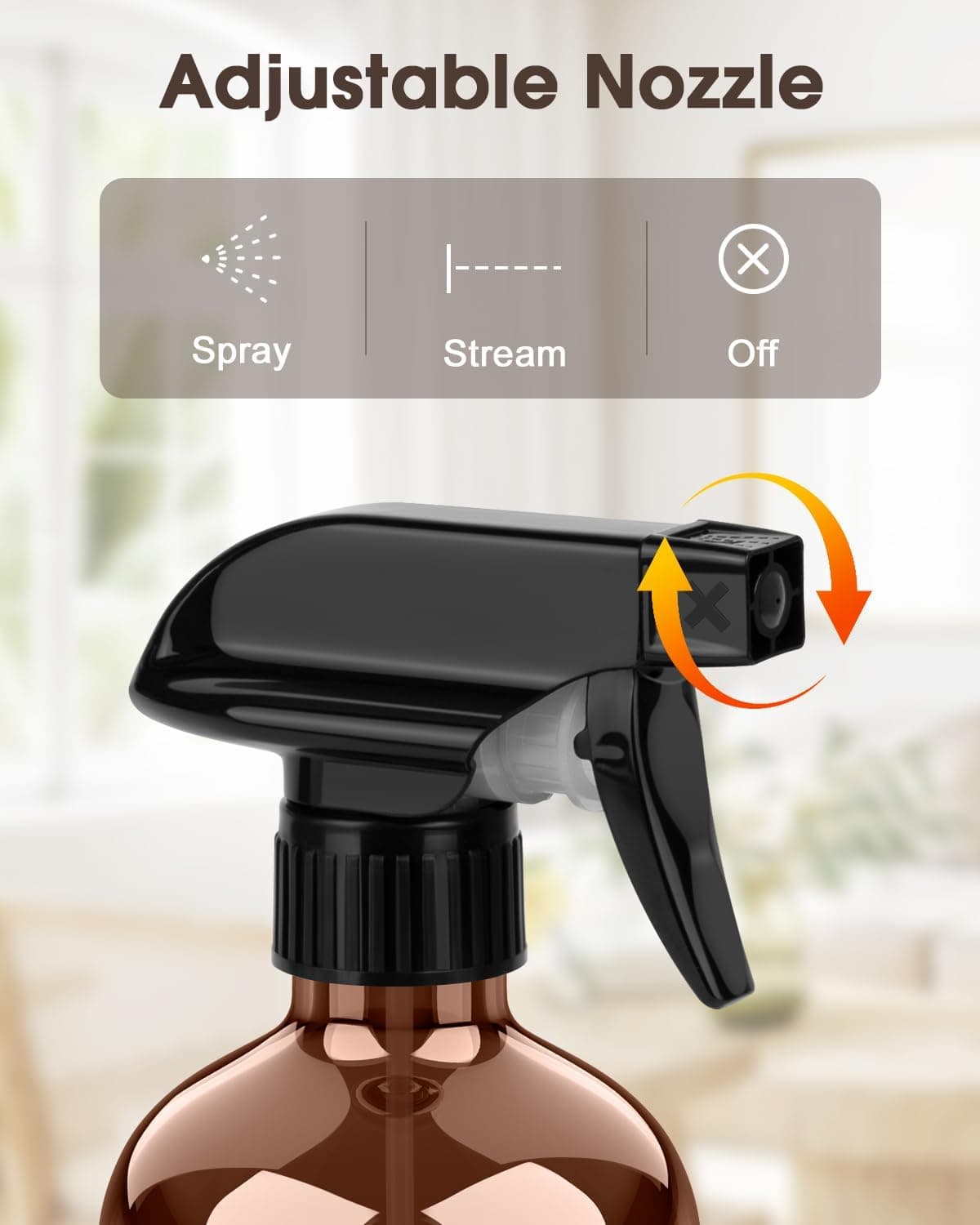 Amazon.com: Bontip Glass Spray Bottle with Silicone Sleeve Protection, Amber Glass Spray Bottle Set for Window Cleaner Aromatherapy Facial Hydration Watering Flowers Hair Care 2 Pack/16 oz (Black & Brown) : Beauty & Personal Care - Image 3