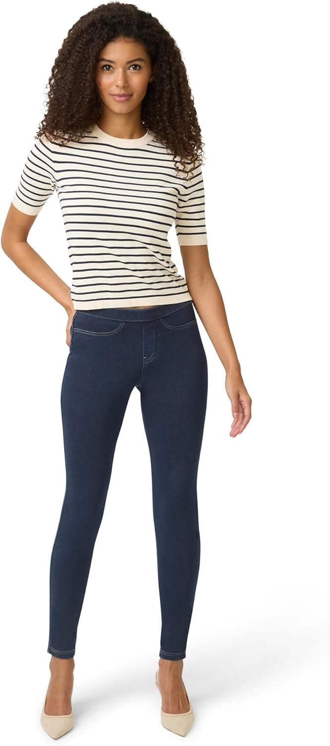 No Nonsense Women’s Classic Denim Leggings, Jeggings for Women with Real Back Pockets, High Waisted Stretch Jeans 2X Dark Denim - Image 5