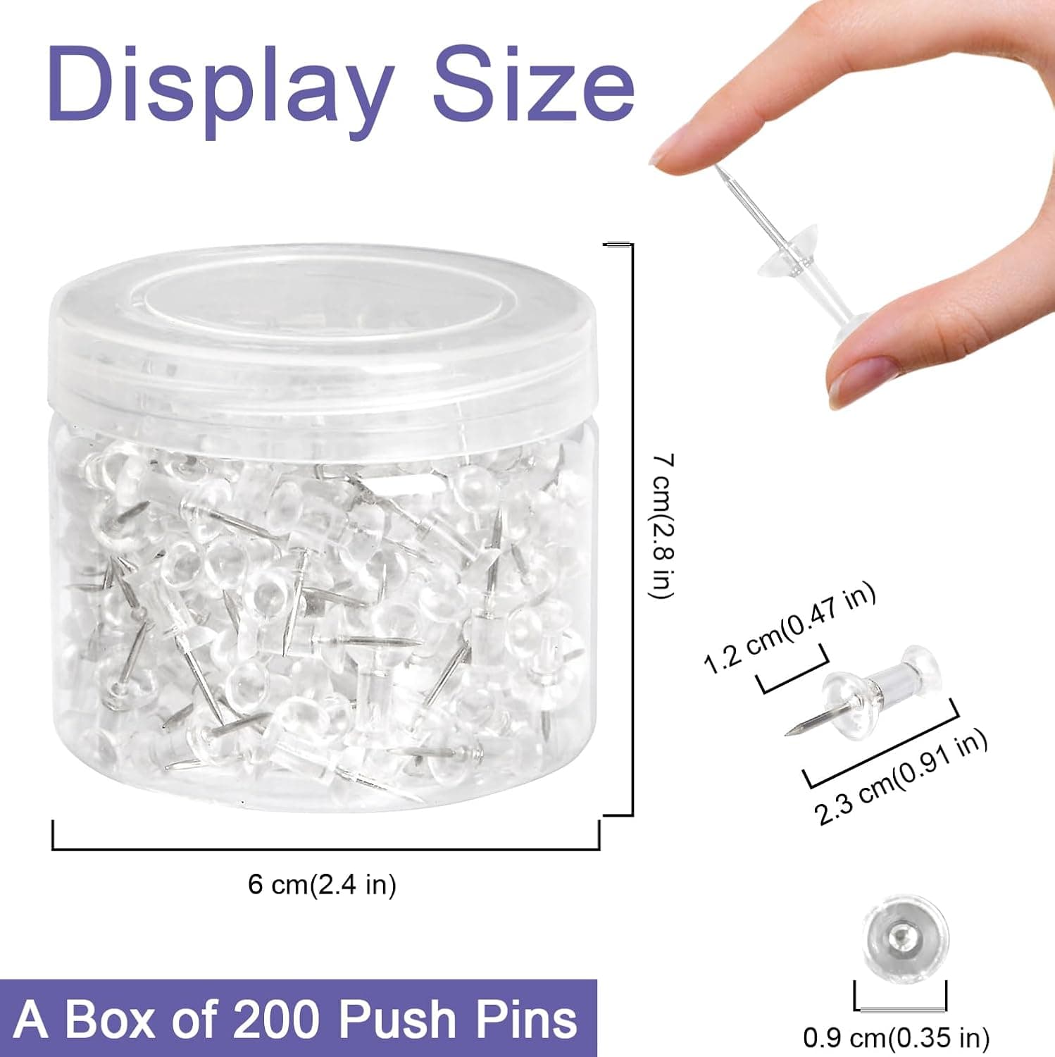 Amazon Basics Push Pins Tacks, Steel Point, Clear Plastic Head, for Bulletin Board, Maps, Posters, and Craft Projects, 200-Pack Clear 200 pack - Image 4