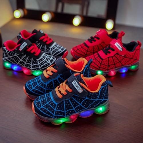 Toddler Boys Girls Light Up Shoes LED Lightweight Mesh Breathable Walking Sneakers(Red,8) - Image 8