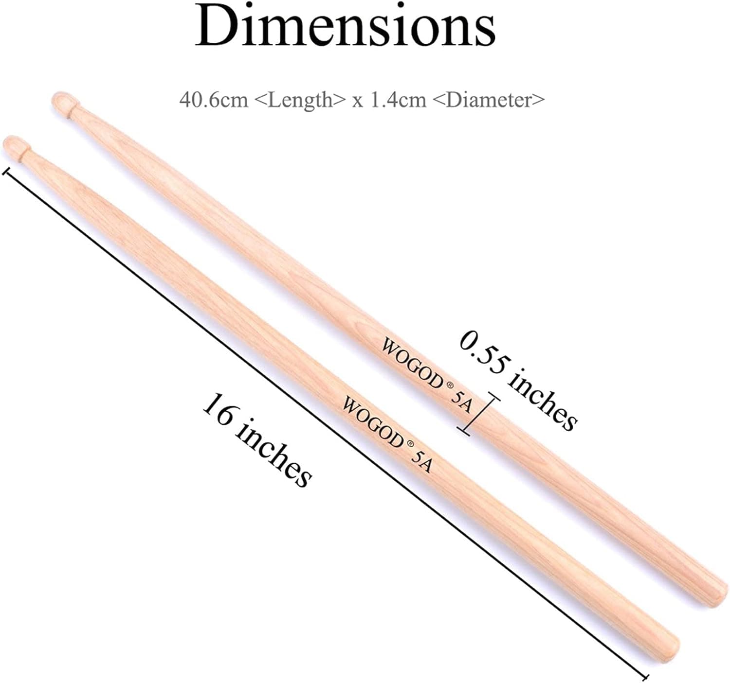 WOGOD 5A Drum Sticks Maple Drumsticks (Two pair) - Image 9