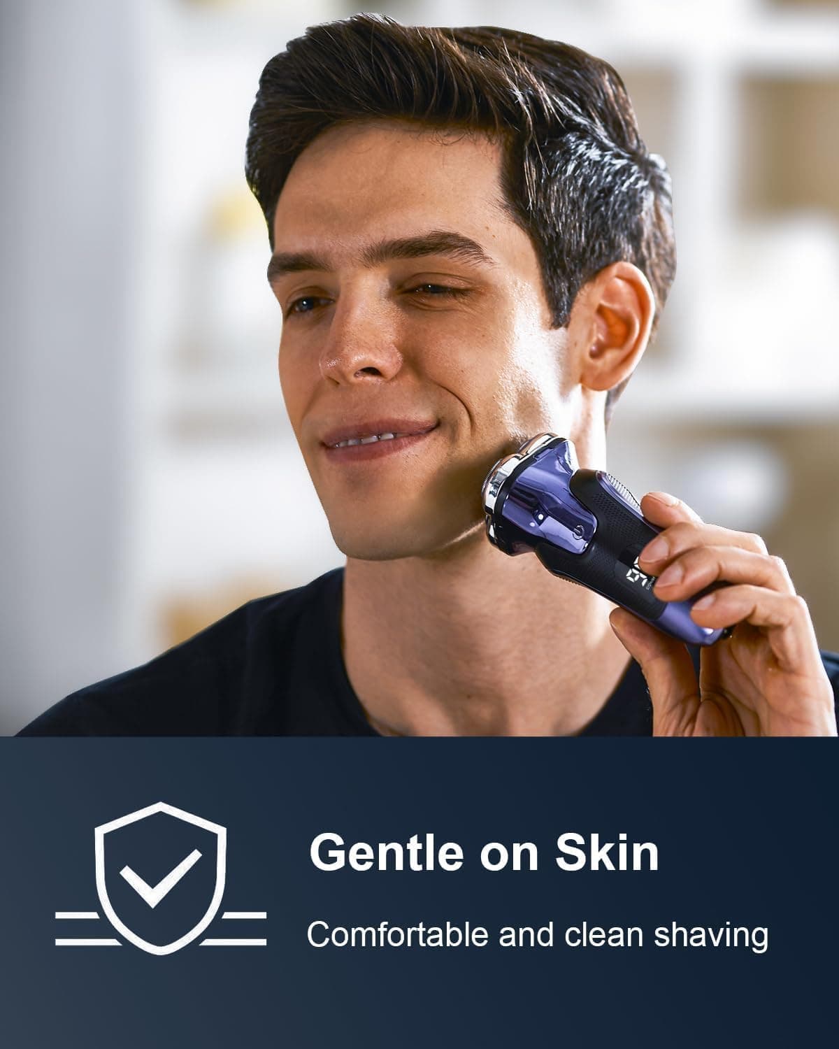 Rechargeable Electric Razor for Men: IPX6 Waterproof Shaver - 1.5H Fast Charge, 4D Flex Precision Blades with Pop-Up Trimmer - Gentle on Sensitive Skin, Perfect for Travel，Sapphire Blue - Image 5