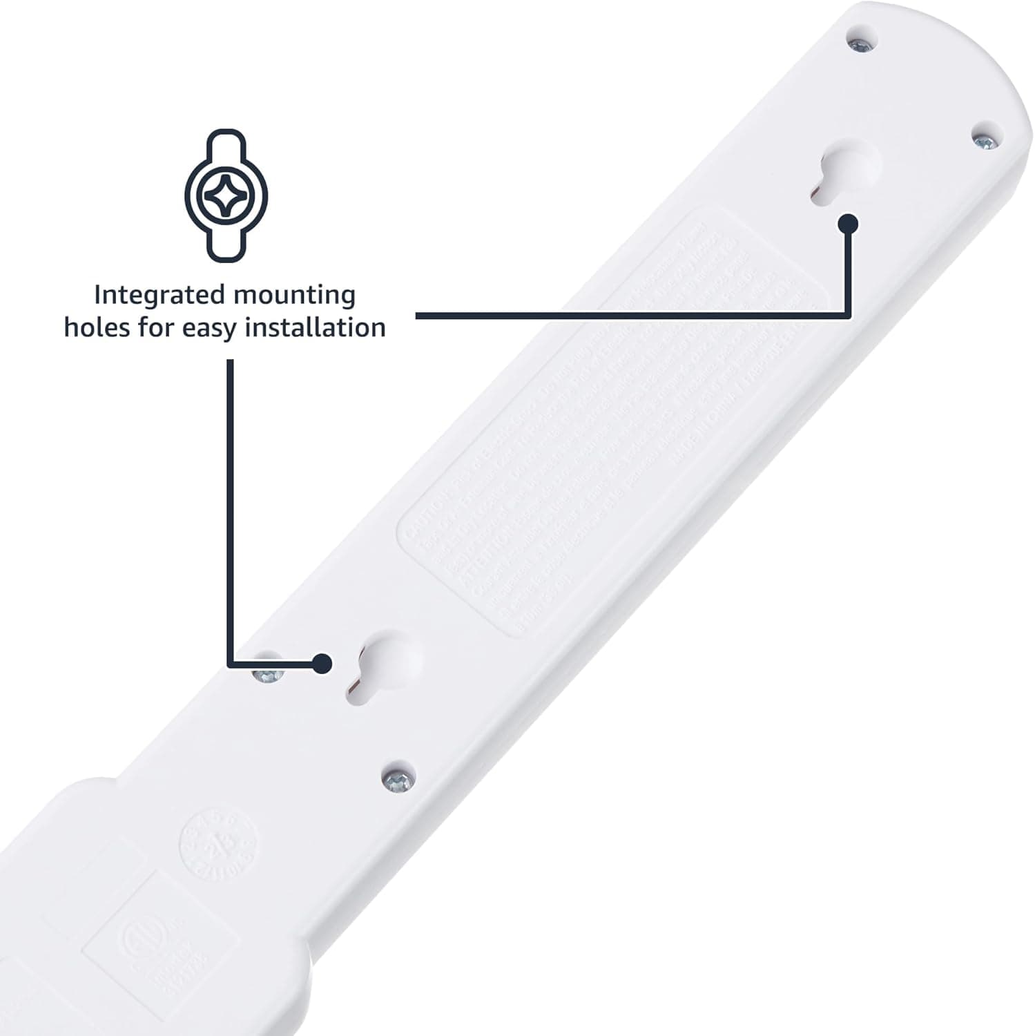 Amazon Basics Surge Protector Power Strip, 6-Outlet with 200J Protection, 2ft Extension Cord, Rectangle, White (2 Pack) 200 Joule White 2 Pack - Image 4