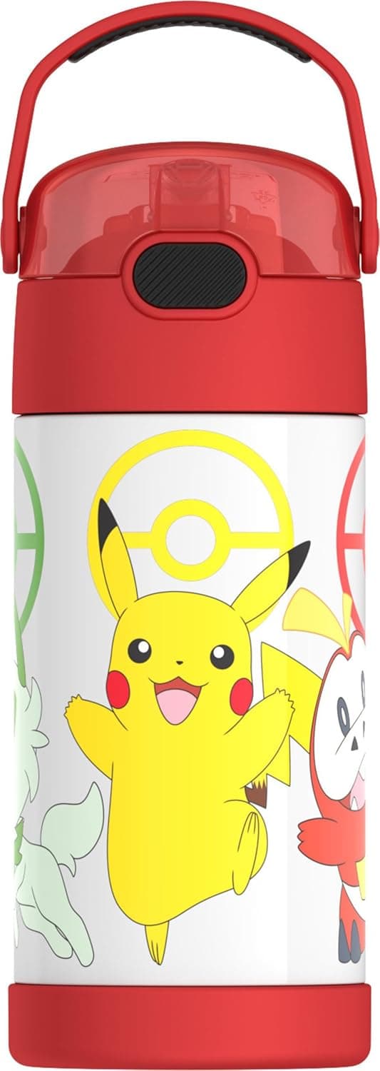THERMOS FUNTAINER Water Bottle with Straw - 12 Ounce - Kids Stainless Steel Vacuum Insulated Water Bottle with Lid, Pokémon Pokémon 12 Ounces - Image 2