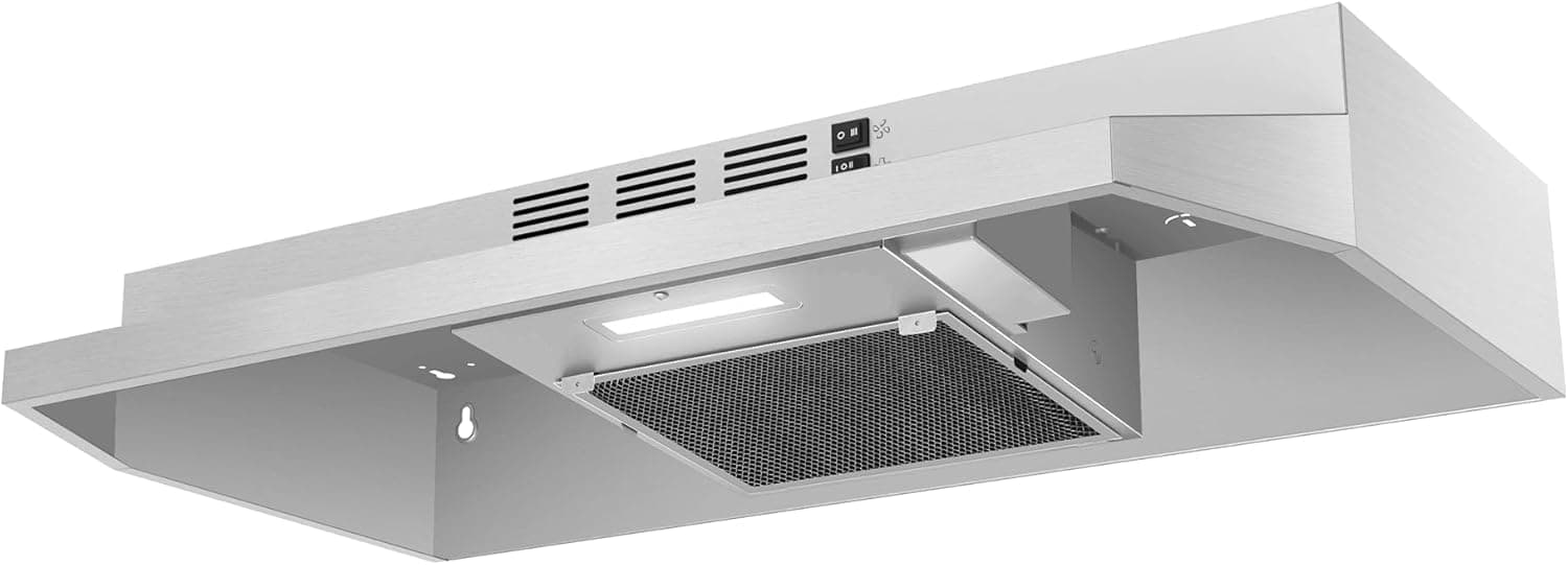 SNDOAS 30 inch Range Hood Ducted/Ductless Convertible Stainless Steel Range Hood Under Cabinet with Rocker Button Control,Vent Hood with LED Light,2 Speed Exhaust Fan,Under Cabinet Hood,Silver Silver 30" - Image 8