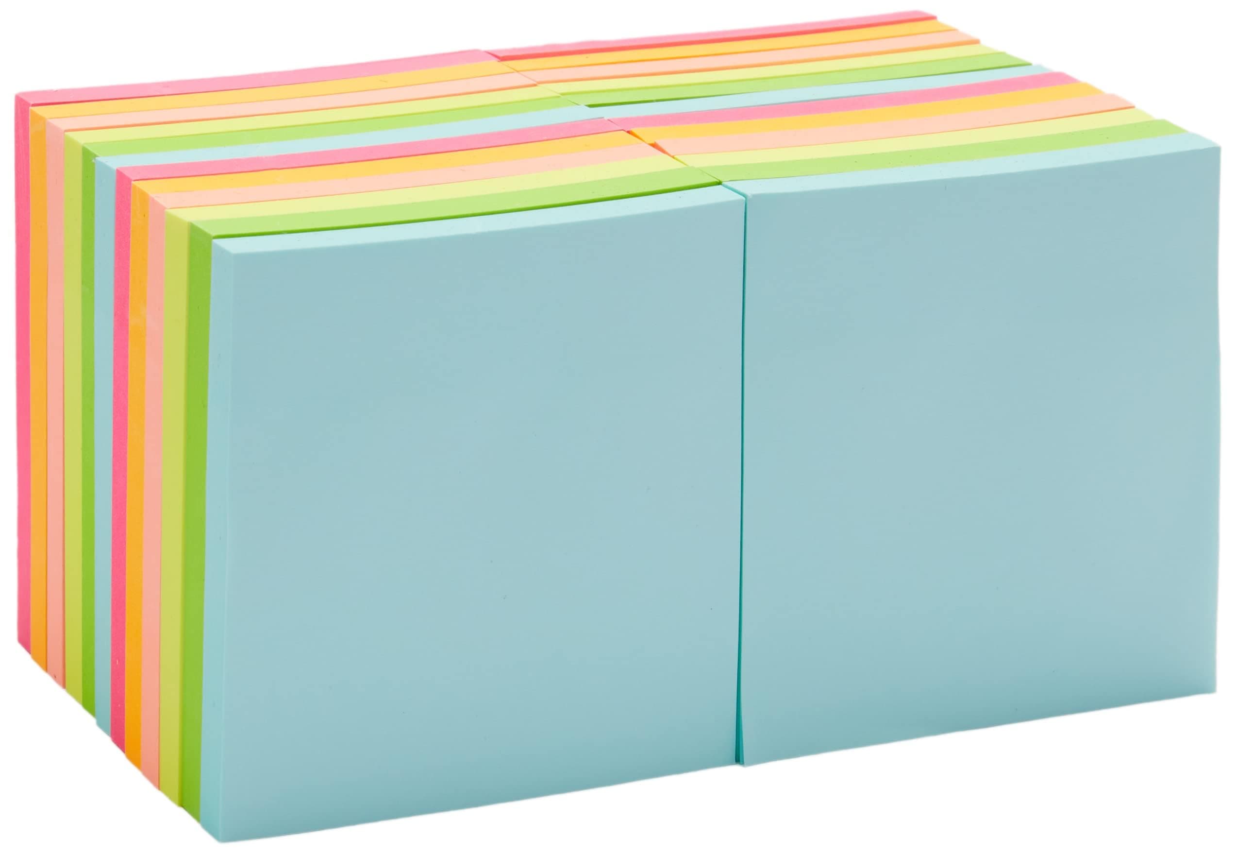 Amazon Basics Square Sticky Notes, Office Supplies for Desk, 3-x-3-inch, 24-Pack, Assorted Colors