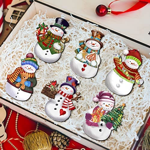 24 Pieces Christmas Snowman Wooden Ornaments Wood Hanging Decoration Set for Christmas Tree Hanging Wood Crafts Holiday Decor Xmas Party Supplies - Image 3