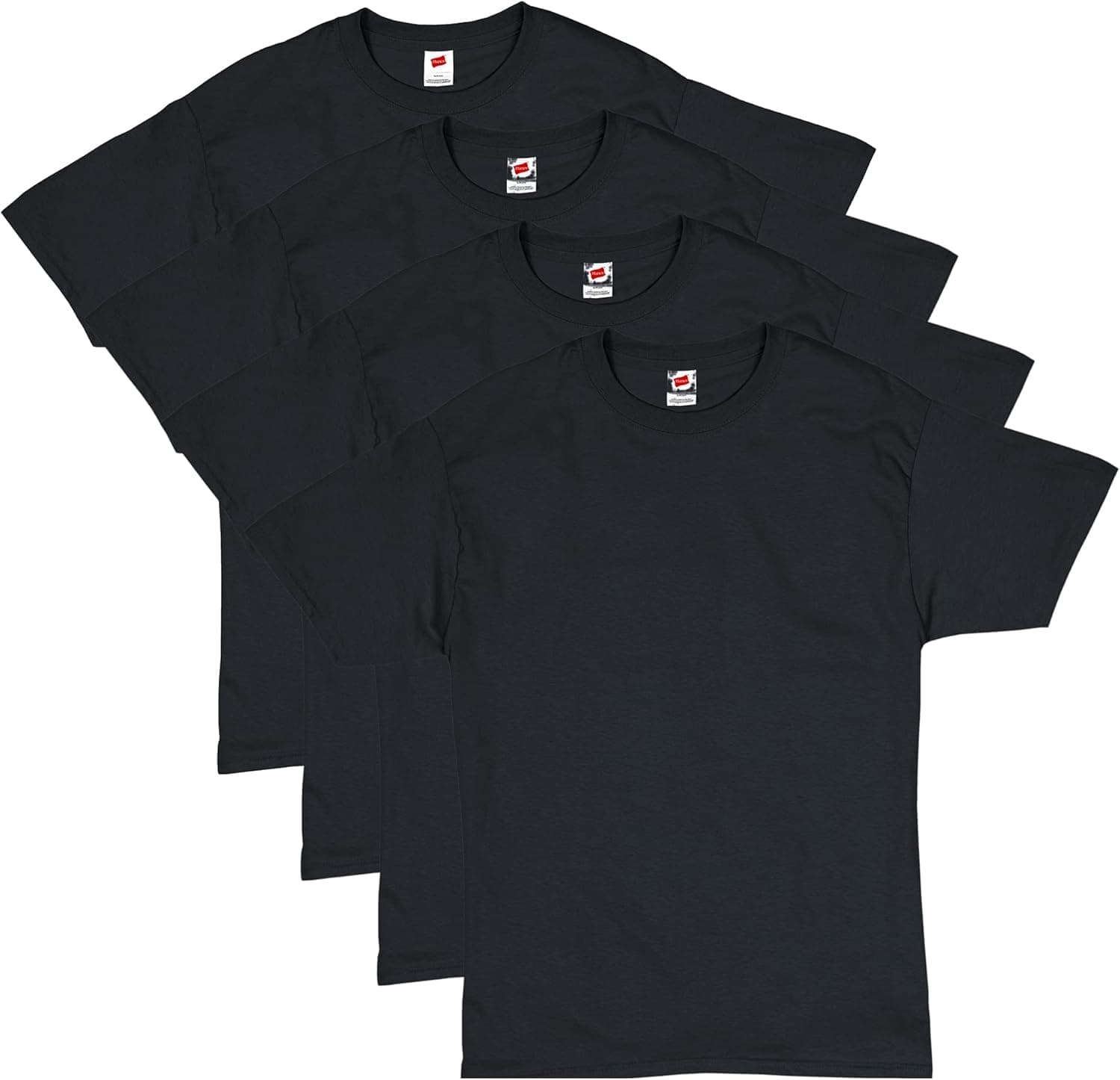 Hanes Men's Essentials Tshirt 4 and 6 Packs, ComfortSoft Tee, Cotton Shirt for Men Large Black - 4 Pack 4 - Image 2
