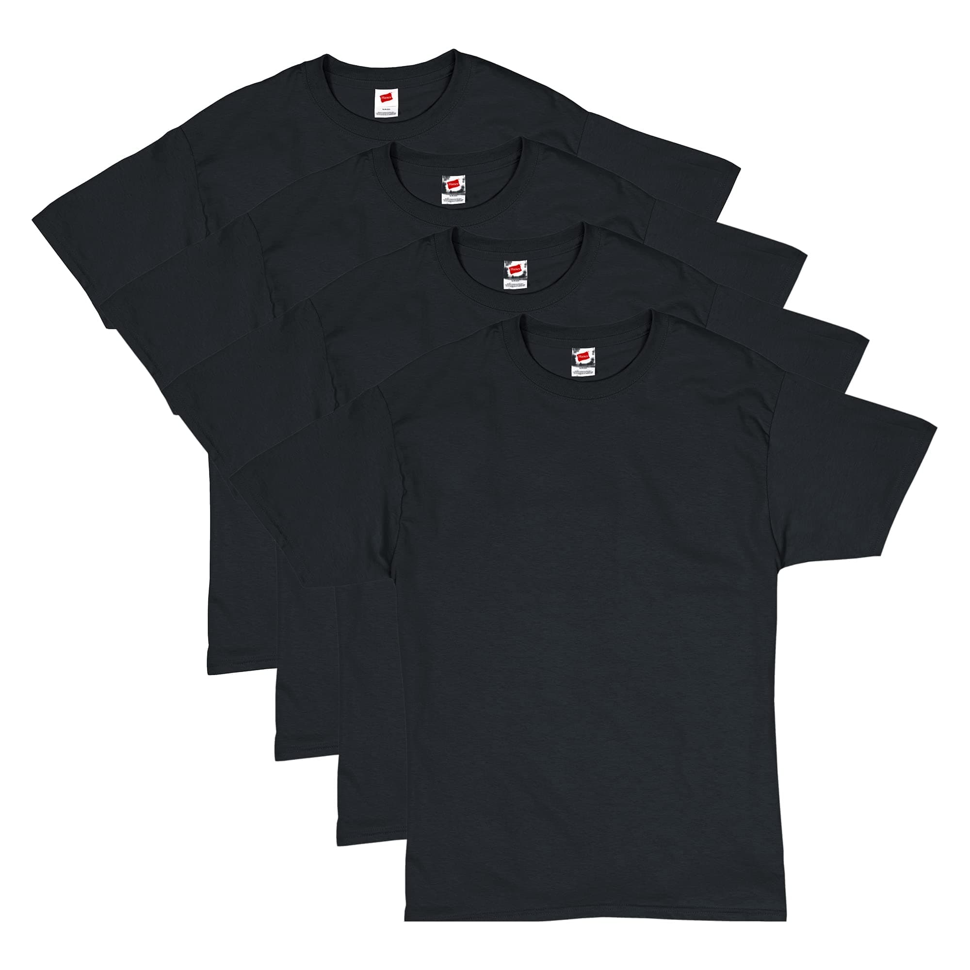 Hanes Men's Essentials Tshirt 4 and 6 Packs, ComfortSoft Tee, Cotton Shirt for Men Large Black - 4 Pack 4