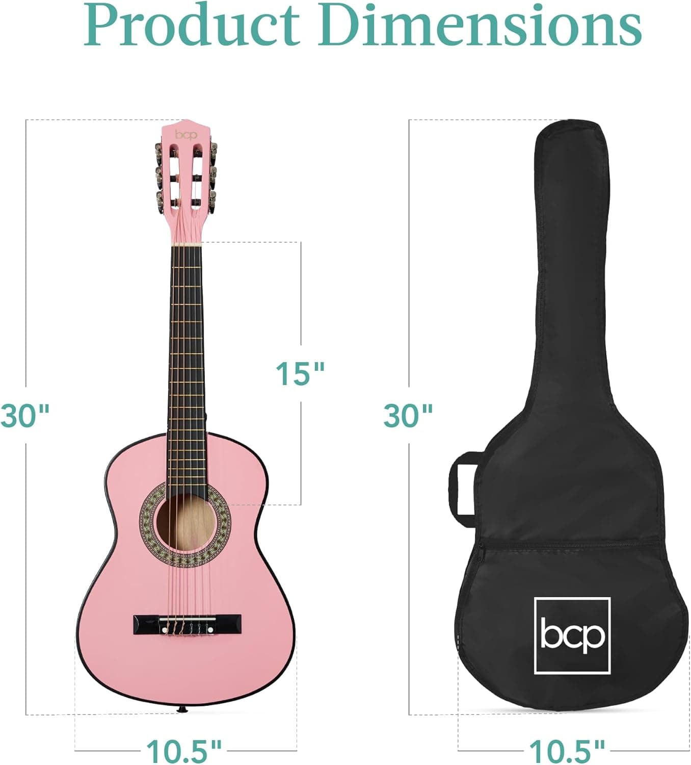Best Choice Products 30in Kids Acoustic Guitar, All-in-One Beginner Starter Kit w/Strap, Case, Extra Strings, Rosette Inlay - Pink Pink 30in - Image 8