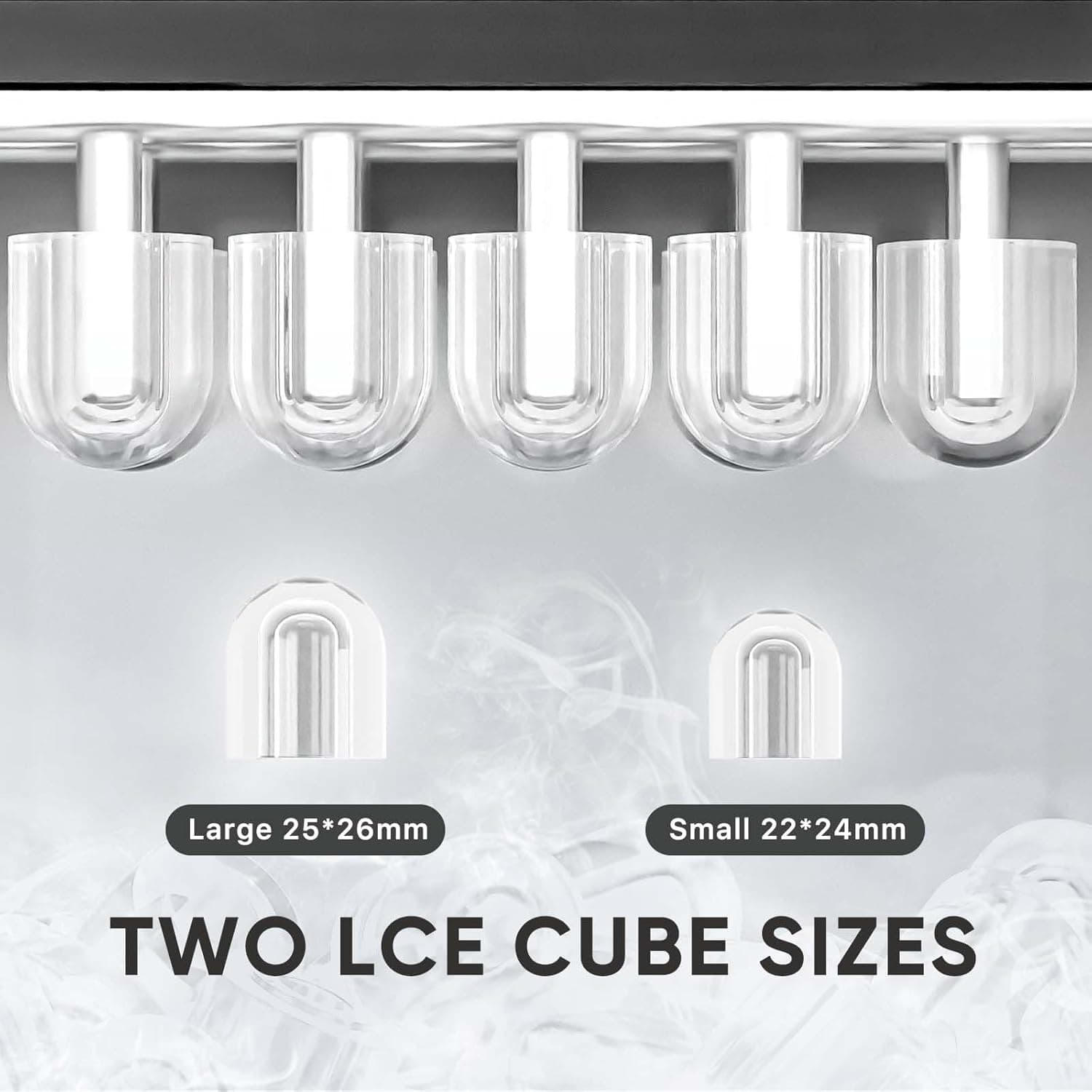 DUMOS Countertop Ice Maker na may Hawakan, 26lbs/24H Portable Ice Machine, 9 Bullet Ice Cubes Handang Sa 6 Mins, Self-Cleaning, Qu - Image 4