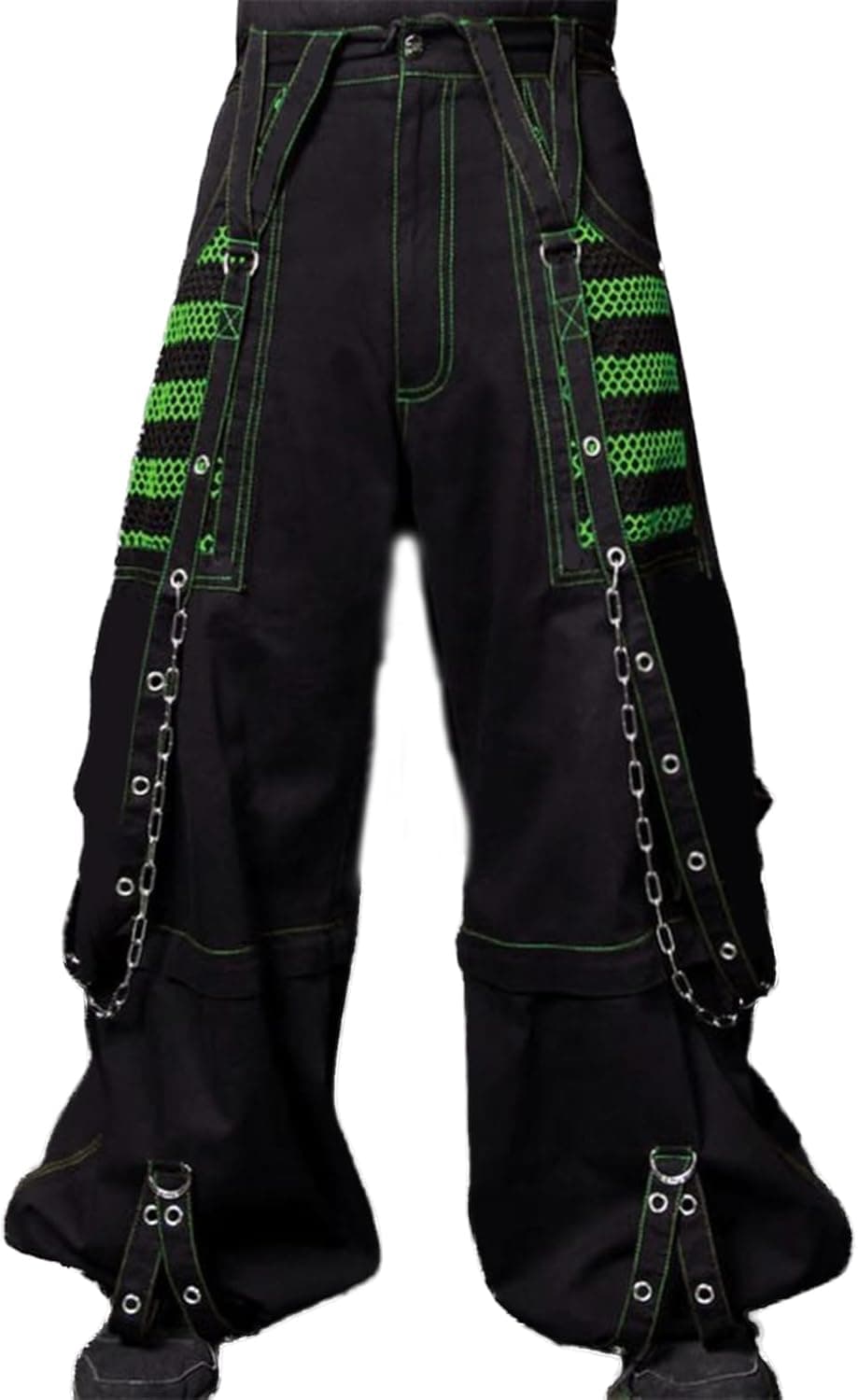 Women Emo Goth Baggy Pants Hip Hop Jeans Y2K Punk Scene High Waisted Wide Leg Denim Pants Streetwear Green Medium - Image 2