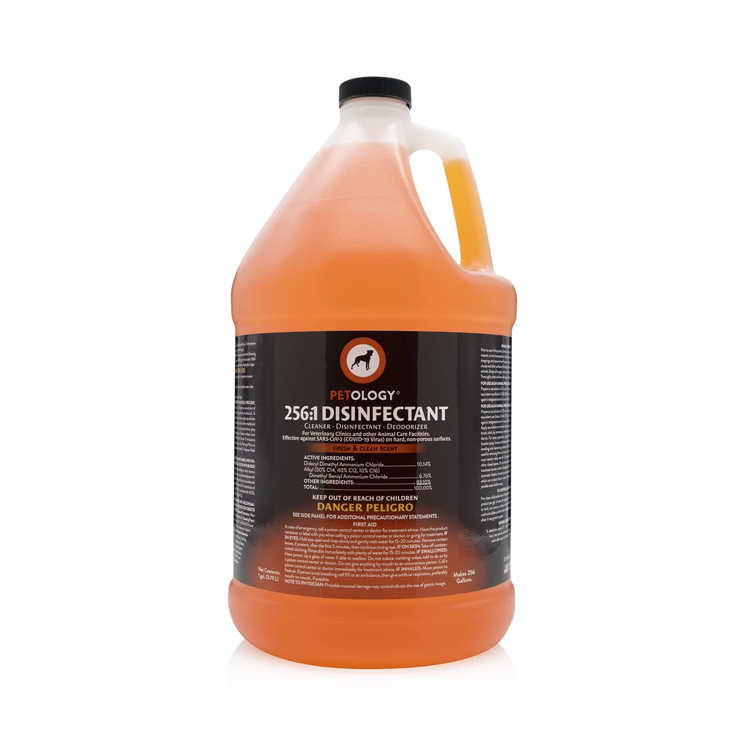 256:1 Disinfectant, 1 Gallon - Liquid Concentrate Disinfectant and Deodorizer, Sanitizer for Veterinary Clinics and Kennels, Effective Against Viruses and Bacteria (Fresh and Clean)