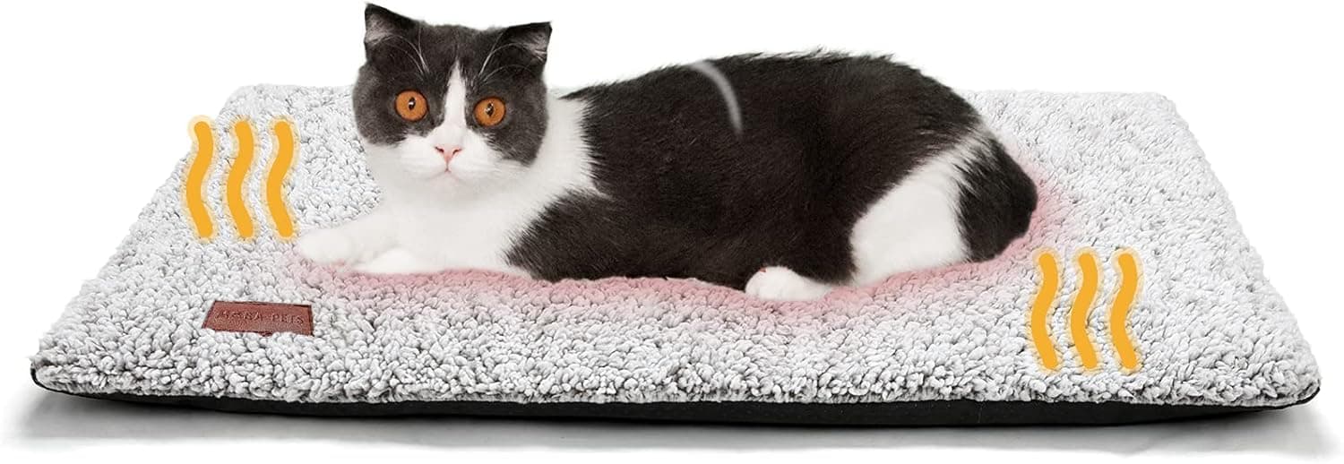 Self Warming Cat Bed Self Heating Cat Dog Mat 24 x 18 inch Extra Warm Thermal Pet Pad for Indoor Outdoor Pets with Removable Cover Non-Slip Bottom Washable Non Electric 24.0"L x 18.0"W x 1.0"Th A-Light Gray - Image 2