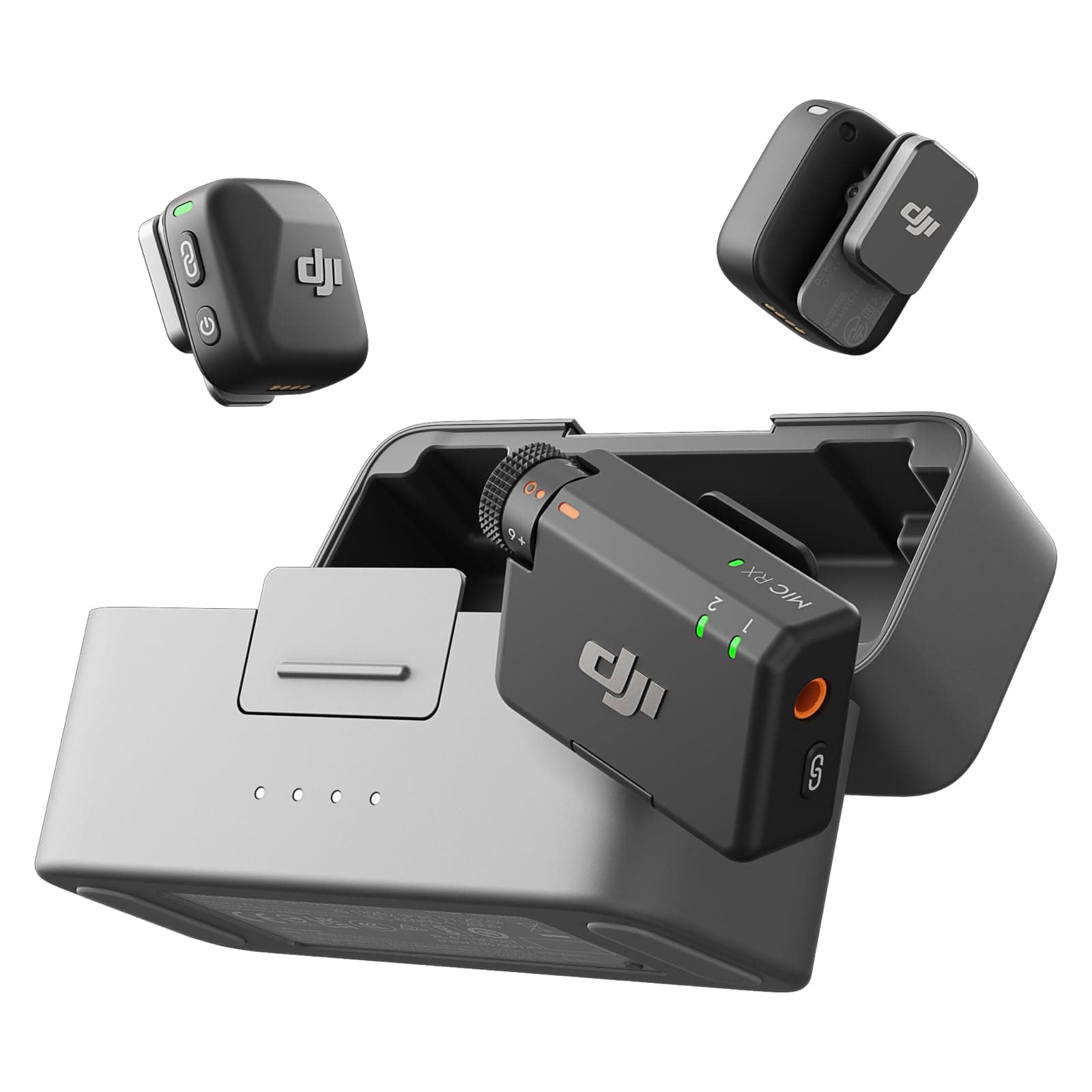 DJI Mic Mini (2 TX + 1 RX + Estuche de Carga), Micrófono Lavalier Inalámbrico para iPhone/Cámara/Android, Ultraligero, Detalle Rico A