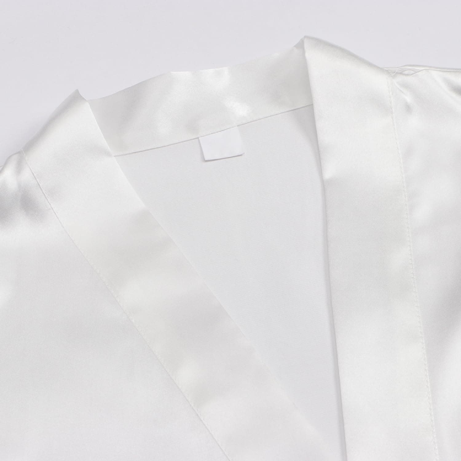 Women's Short Satin Kimono Robes One Size Silver Rhinestones Bride Bridesmaid for Wedding Party Getting Ready White Bride Robe - Image 4