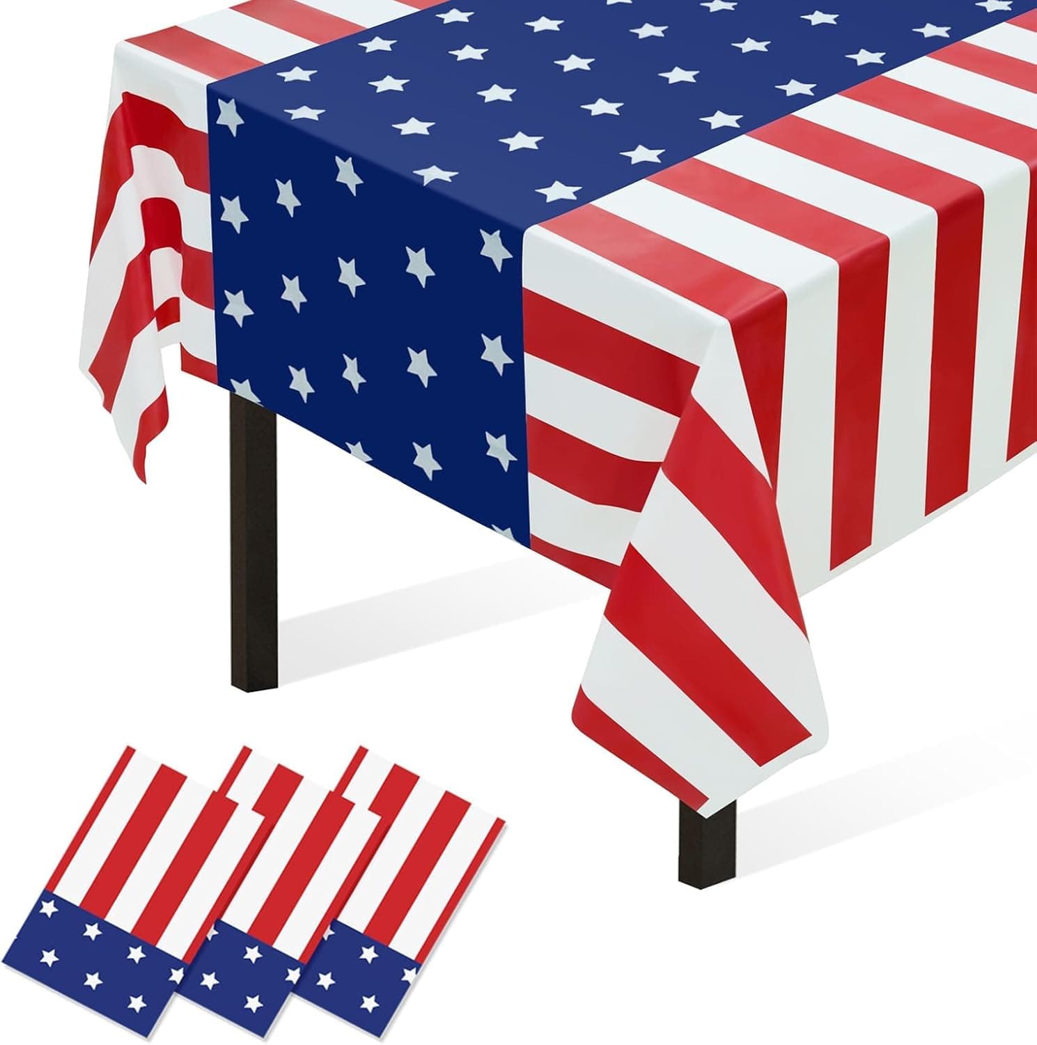 Childom 3 Pack Patriotic Tablecloth,Disposable Plastic Tablecloth 54"x108" Patriotic Decorations,Birthday Party Table Cloth for Kids,Patriotic Themed Party Supplies for Outside,Picnic,Camping,Memorial Patriotic Theme 54" x 108" - Image 9