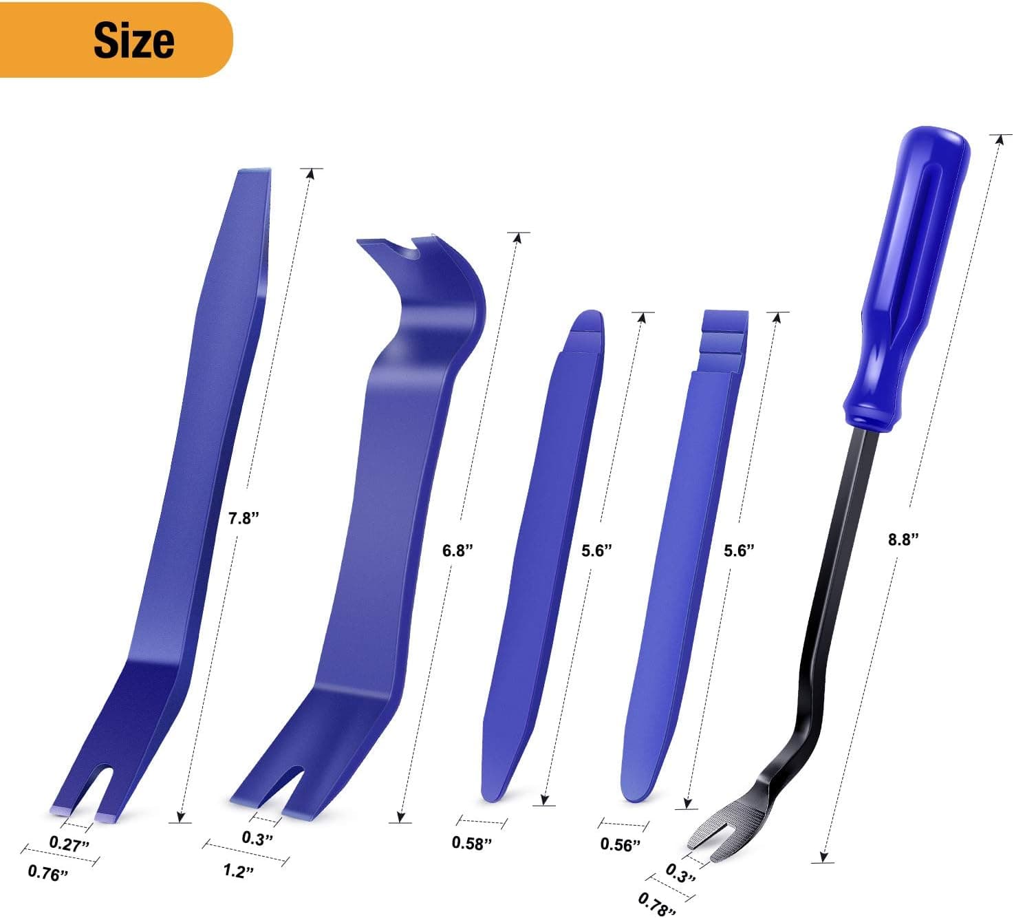 GOOACC 5PCS Auto Trim Removal Tool Kit No-Scratch Pry Tool Kit para sa Car Door Clip Panel & Audio Dashboard Dismantle -5PCS - Image 3