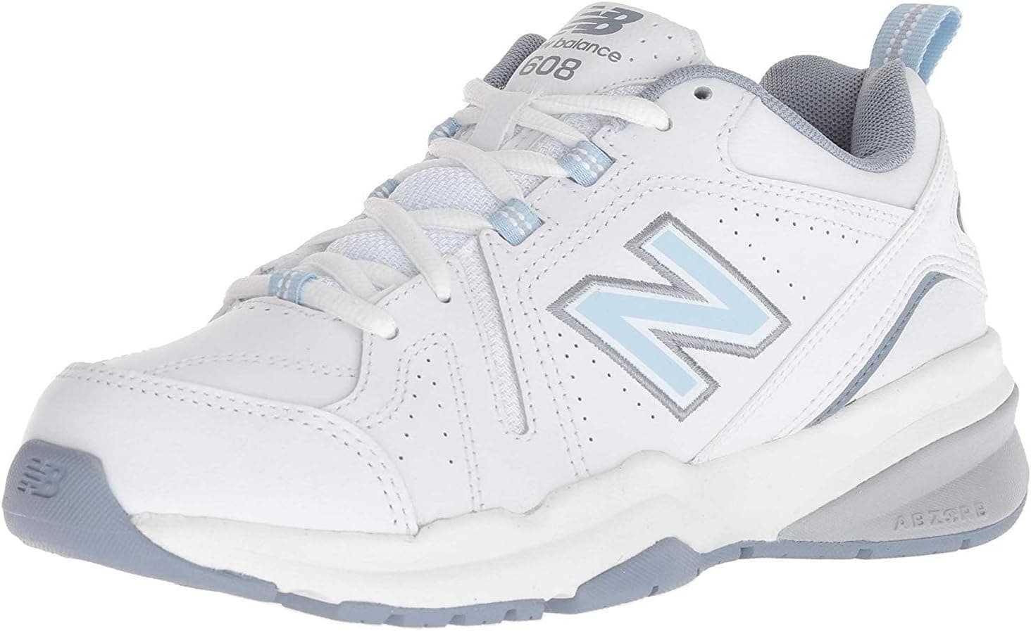 New Balance Women's 608 V5 Casual Comfort Cross Trainer 8.5 Wide White/Light Blue - Image 2