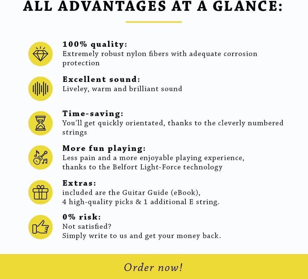 BELFORT® quality acoustic guitar strings - 6 string set - Premium coating with Phosphor Bronze (guitar strings acoustic 6 string set) BONUS: 4 Picks + 1 High E String - cuerdas para guitarra acustica 1 set – 6 strings + extra 1st E (.011/.052) Phosphor Bronze - Image 7