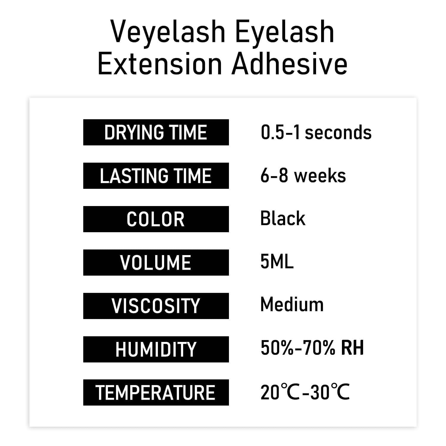 VEYES INC Eyelash Extension Glue - Extra Strong Professional Lash Glue 5ml | 1 Sec Drying time | Retention - 8 Weeks | Black Adhesive for Semi-Permanent Extensions Salon Use for Lash Tech - Image 7