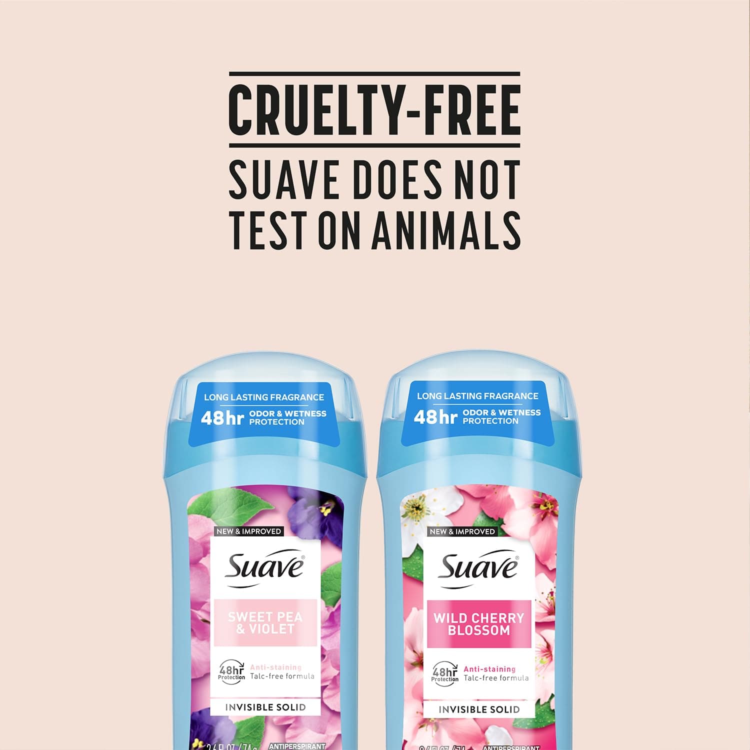 Suave Antiperspirant Deodorant for Women, Wild Cherry Blossom + Sweet Pea & Violet Variety 4-Pack – Anti-Staining Invisible Solid Sticks, Talc-Free, 2.6 Oz Ea - Image 9