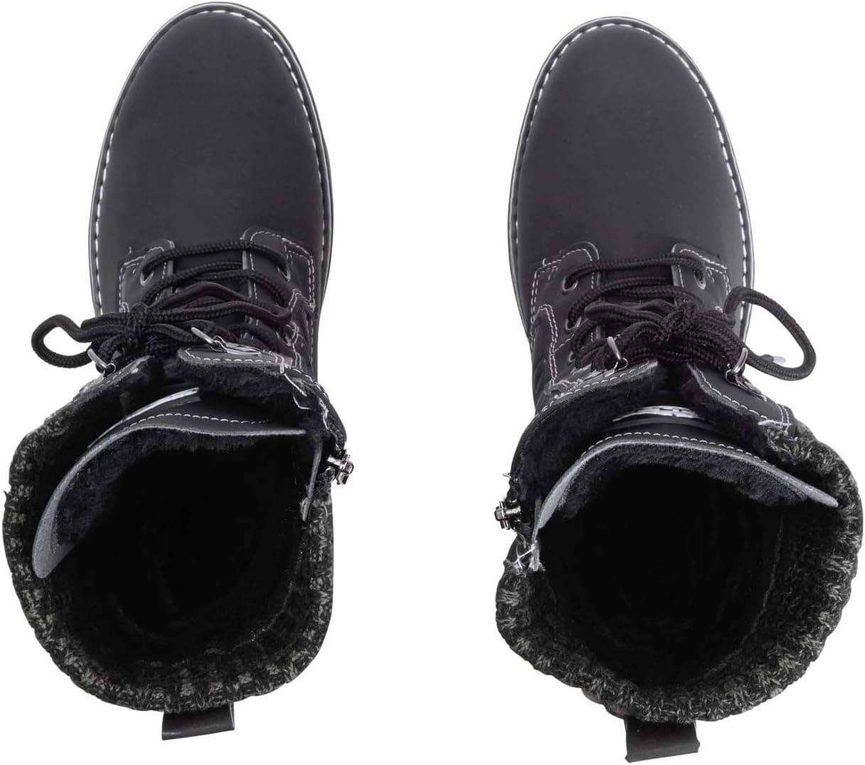 POLAR Womens Faux Fur Warm Thermal Waterproof Outdoor Walking Snow Winter Rubber Sole Calf Boots 5 Black - Image 9