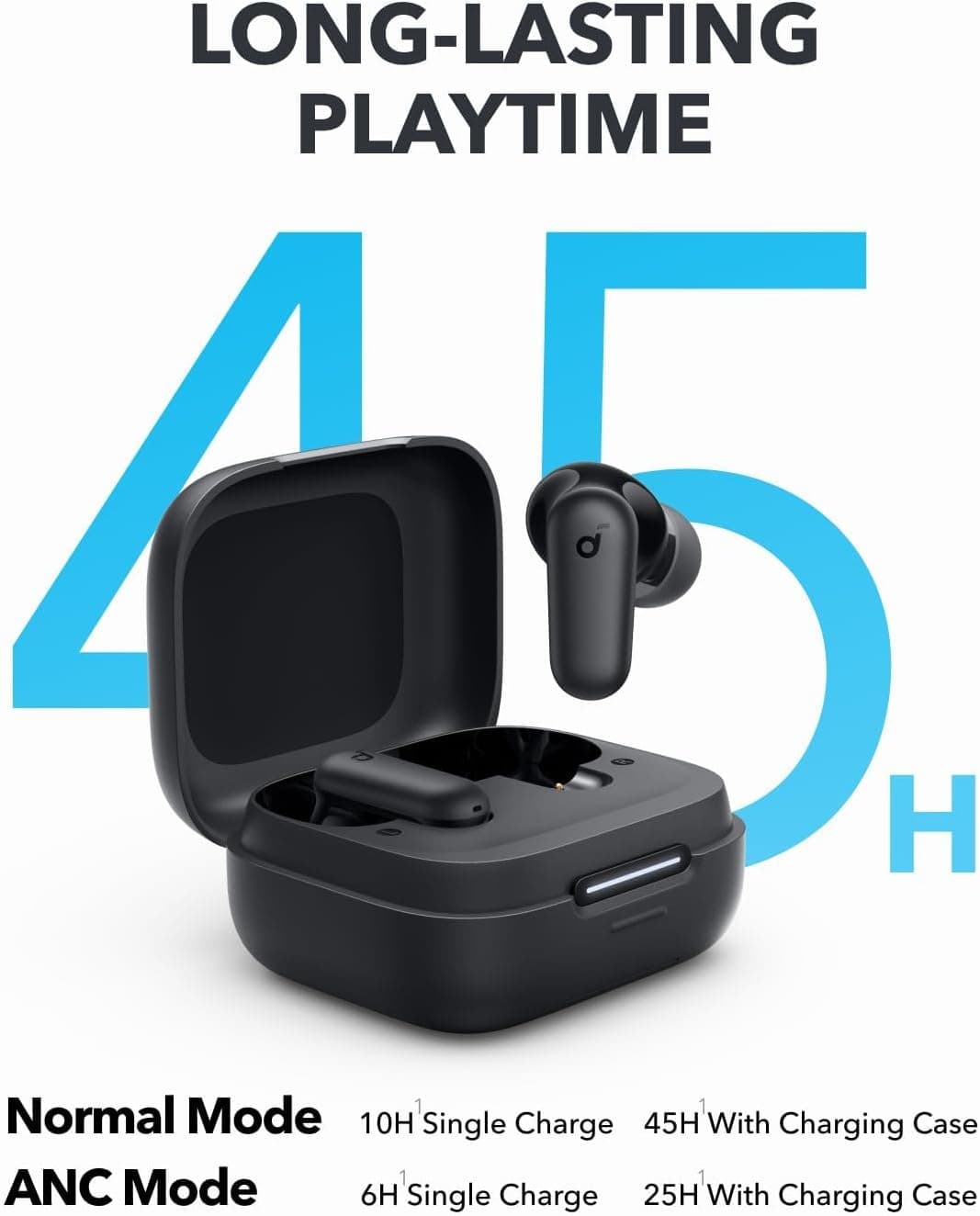 Soundcore P30i de Anker Auriculares Inalámbricos con Cancelación de Ruido, Cancelación de Ruido Fuerte e Inteligente, Graves Potentes, 45H de Tiempo de Reproducción, Estuche 2-en-1 y Soporte para Teléfono, IP54, Auriculares Inalámbricos, Bluetooth 5.4 (Negro) - Image 5