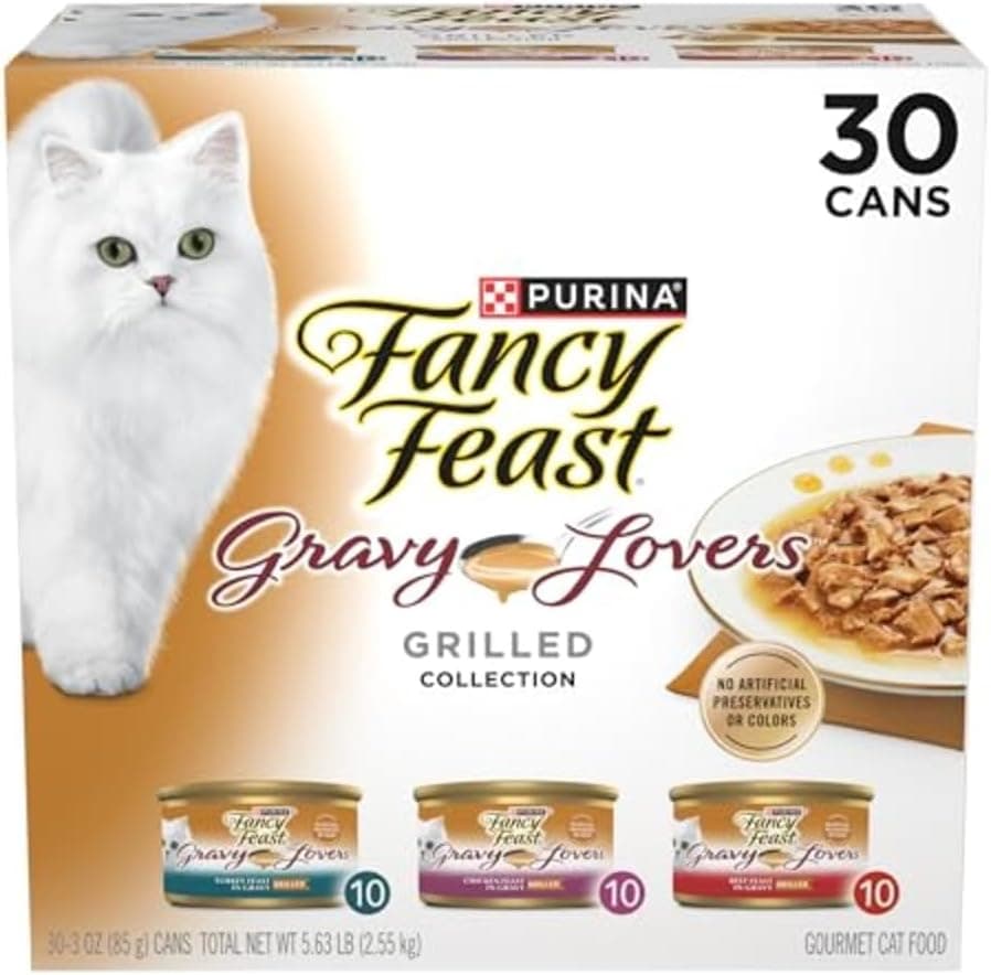 Purina Fancy Feast Gravy Lovers Poultry and Beef Grilled Gourmet Wet Cat Food Variety Pack - (Pack of 30) 3 oz. Cans Gravy Lovers Poultry & Beef Variety Pack 3 Ounce (Pack of 30) - Image 2