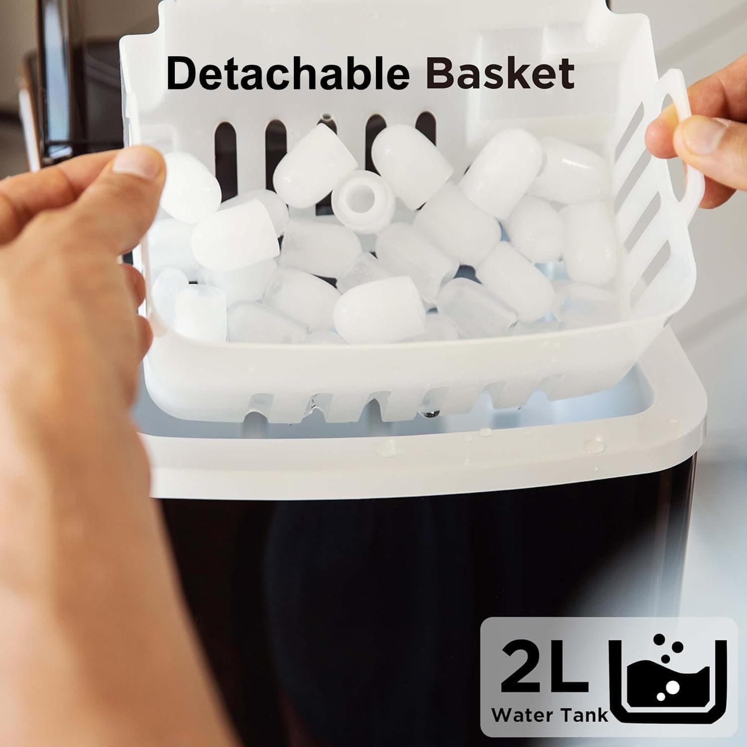 Silonn Ice Maker Countertop, 9 Cubes Ready in 6 Mins, 26lbs in 24Hrs, Self-Cleaning Ice Machine with Ice Scoop and Basket, 2 Sizes of Bullet Ice for Home Kitchen Office Bar Party Black 26lbs - Image 6