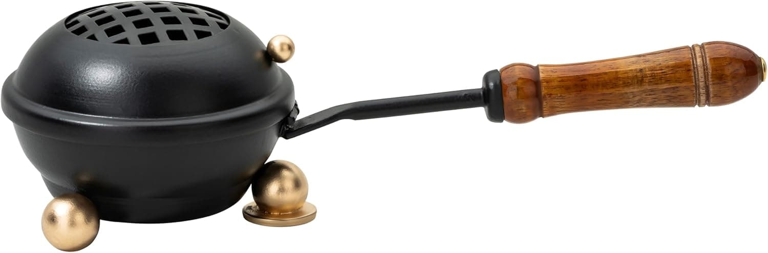 Amazon.com: Premium Handmade Black Iron Incense Burner with Wooden Handle and Lid – Removable Screen, 3.15 Inch Diameter, 8.66 Inch Length : Home & Kitchen - Image 5