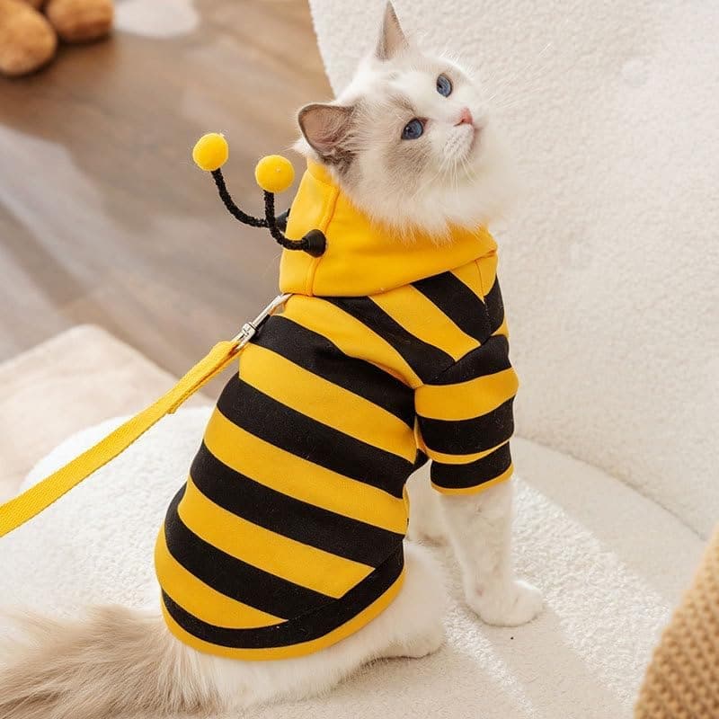 Amazon.com : Selena Cat Bee Antennae Costume Hoodies Cute Bee Stripes Dog Kitten Puppy Pet Apparel (Medium,Yellow&Black) : Pet Supplies - Image 3