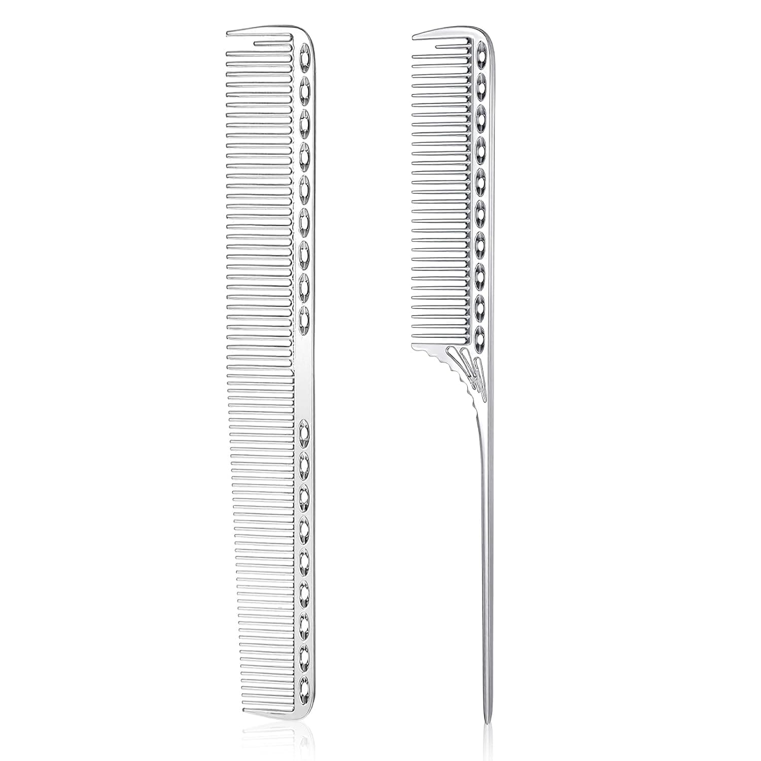 Amazon.com : Stainless Steel Fine Tooth Comb, 2 PCS Metal Rat Tail Comb for Men Anti-Static Professional Barber Hair Styling Combs Space Aluminum Unbreakable Metal Haircut Hair Combs for Men Women, Heat Resistant : Beauty & Personal Care