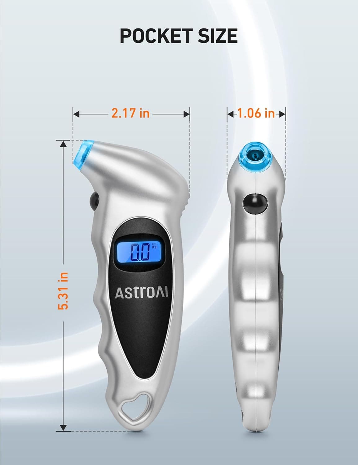 AstroAI Tire Pressure Gauge Digital 0-150PSI (Accurate in 0.1 Increments), 4 Settings Stocking Stuffers for Car Truck Bicycle with Backlight LCD and Presta Valve Adaptor, Sliver Silver - Image 8