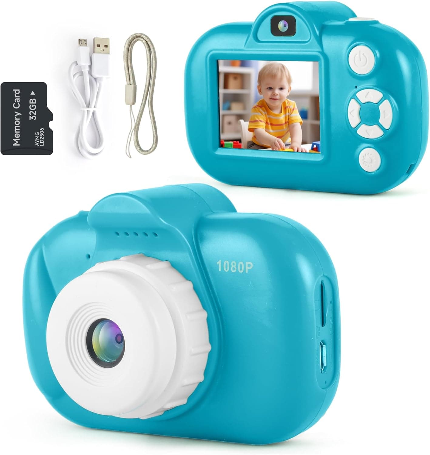 Camera for Kids, NBKLS Kids Camera for Girls Boys, Toddler Digital Cameras with 32G SD Card and 4 Puzzle Games, Christmas Birthday Gifts Toys for 4 5 6 7 8 9 Years Old Girls Baby Blue - Image 2