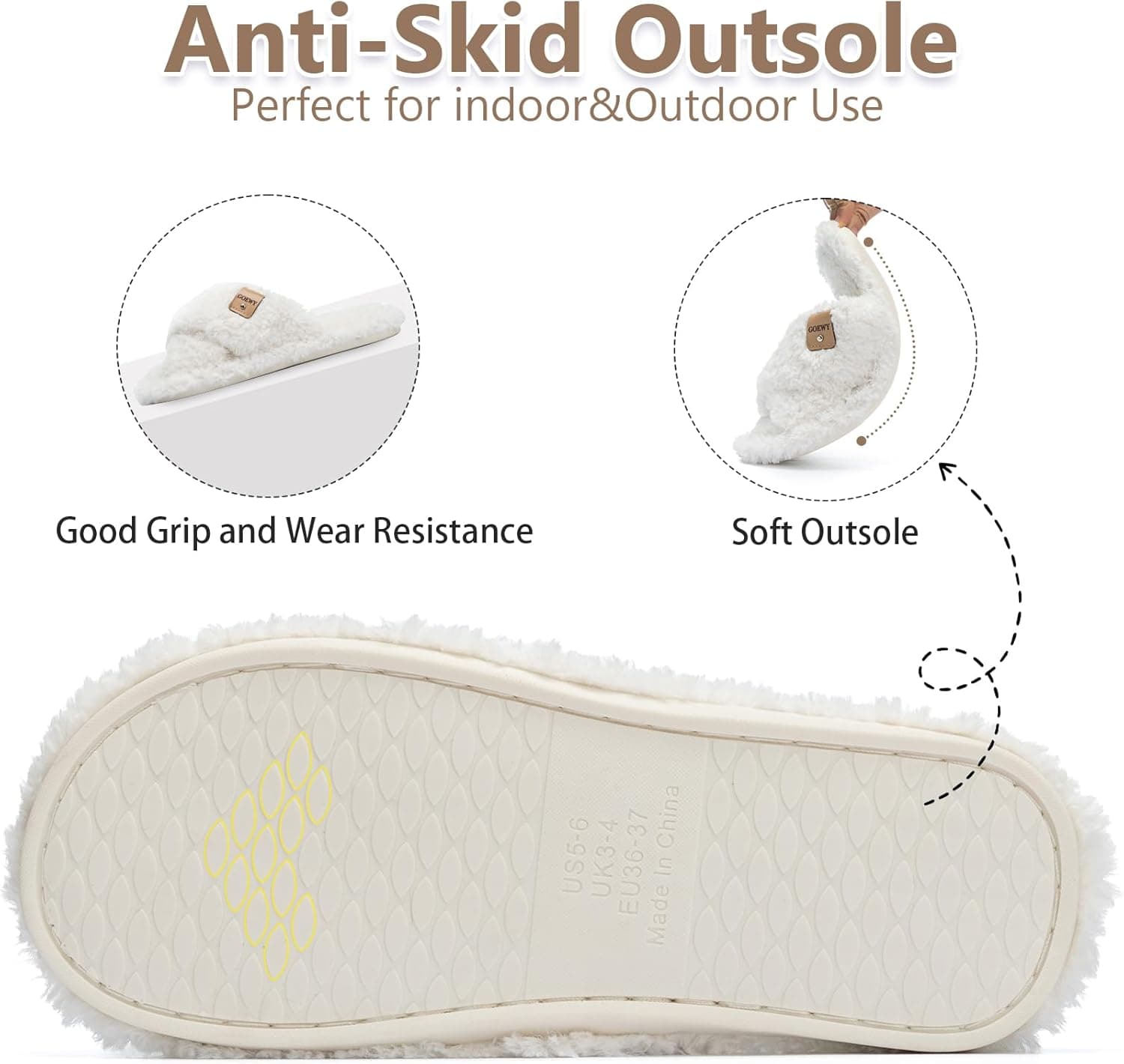 Fuzzy Open Toe Slippers for Women Indoor and Outdoor with Memory Foam Cozy Cross Band Women's Slipper Cute Soft House Shoes Slip On Gifts for Womens Mom Her Ladies Bridesmaid White 7-8 - Image 6