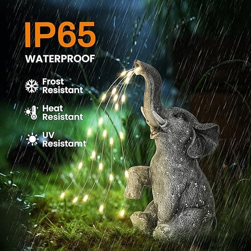 GIGALUMI Solar Garden Decor Watering Elephant Statues Outdoor, Birthday Gifts for Women Mom Grandma Senior Elder, Elephant Ornament for Balcony, Garden, Patio, Yard, Lawn (Constant Lights Only) - Image 5