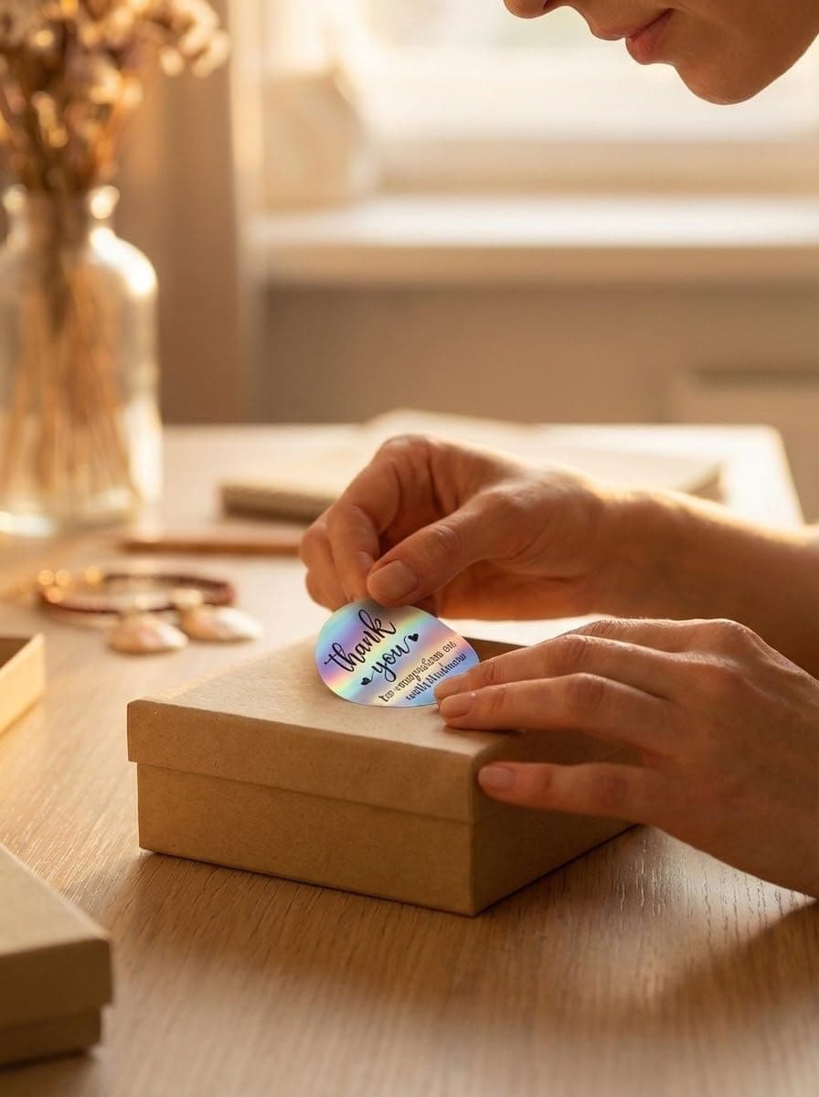 500 PCS Holographic Thank You for Supporting My Small Business Stickers – 1.5 Inch Round Self-Adhesive Waterproof Labels – Eye-Catching Packaging Seals for Orders, Gift Bags, Boxes & Envelopes - Image 5