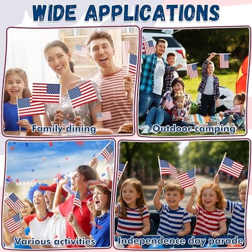 12 Pcs Small American Flags on Stick, 6x4 In 4th of July Decorations, Mini Patriotic USA Flag, Fourth of July Decorations, Hand Held July 4th Flag for Independence Day Supplies Favor Accessories - Image 5