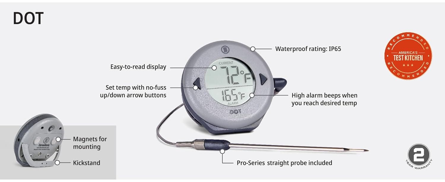 ThermoWorks DOT — Chefs’ Favorite Simple Alarm Thermometer - Cayenne Pepper Red - Image 7