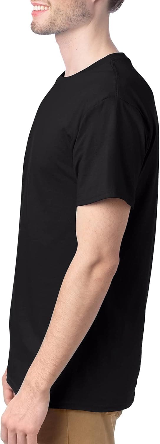 Hanes Men's Essentials Tshirt 4 and 6 Packs, ComfortSoft Tee, Cotton Shirt for Men Large Black - 4 Pack 4 - Image 5