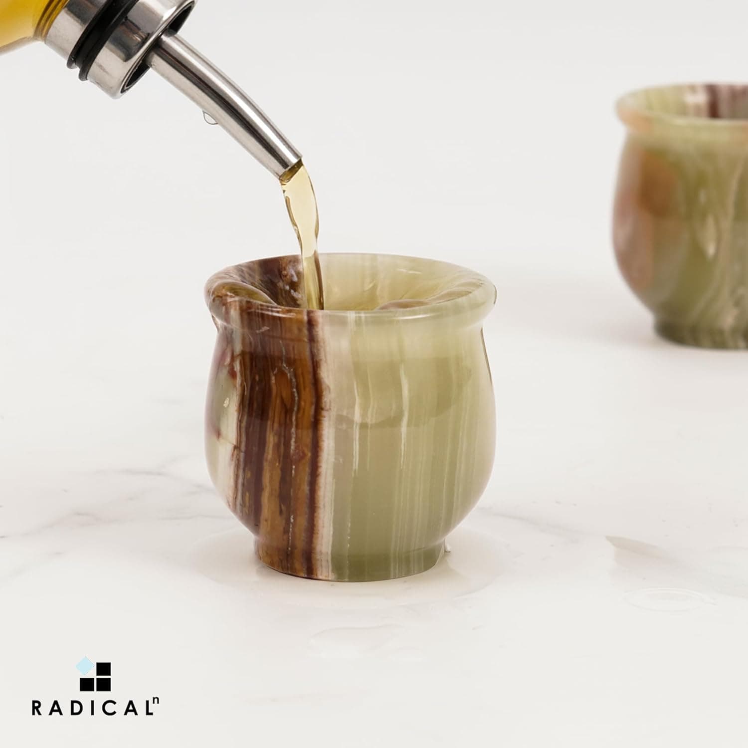 Radicaln Marble Shot Glasses 2" inches Green Onyx handmade Drinking Glasses Set of 2 For Christmas Decor, Ideal Vodka, Whiskey and Tequila Glass For Home Bar - Image 5