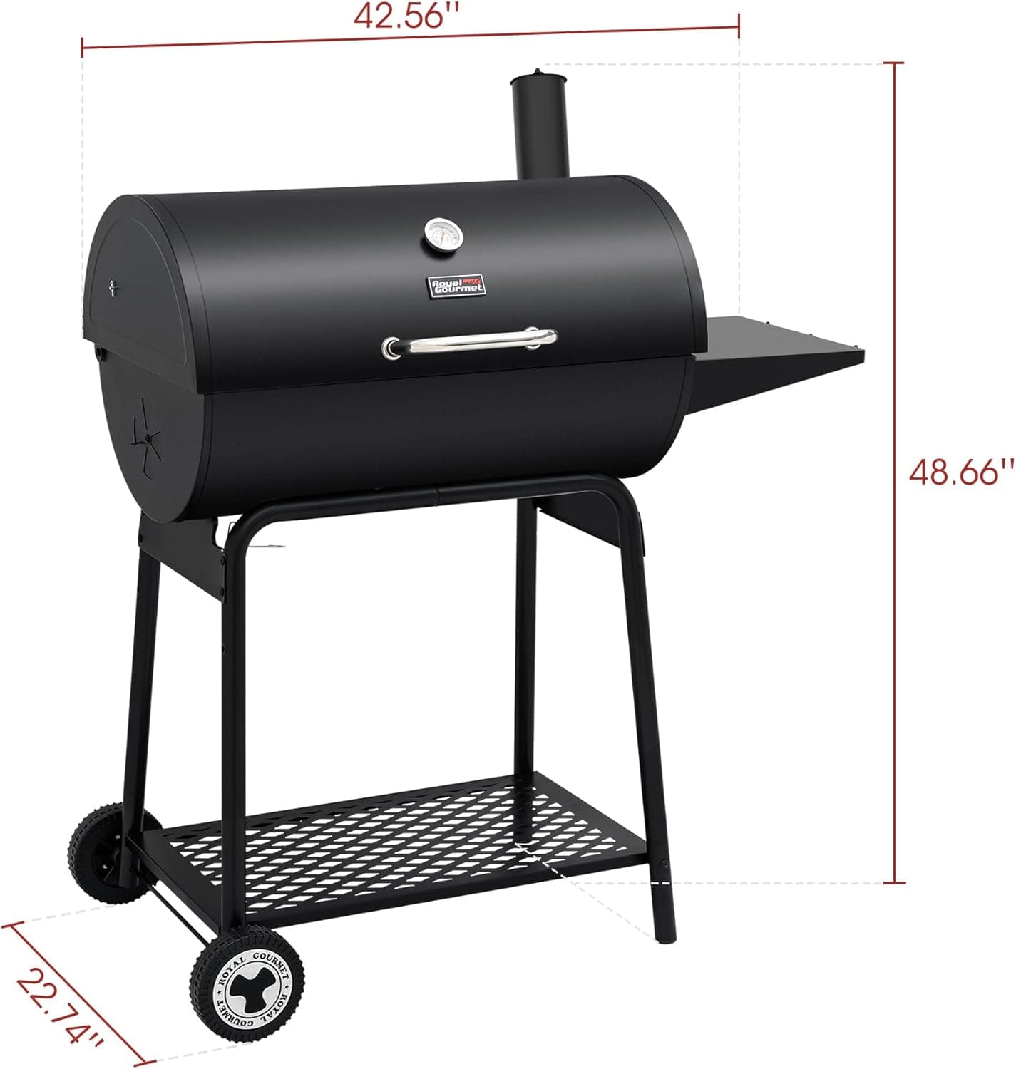 Royal Gourmet CC1830 30 Inch Barrel Charcoal Grill with Warming Rack, Outdoor BBQ Grill with 627 Sq. In. Grilling Space for Backyard, Patio and Parties, Black - Image 5