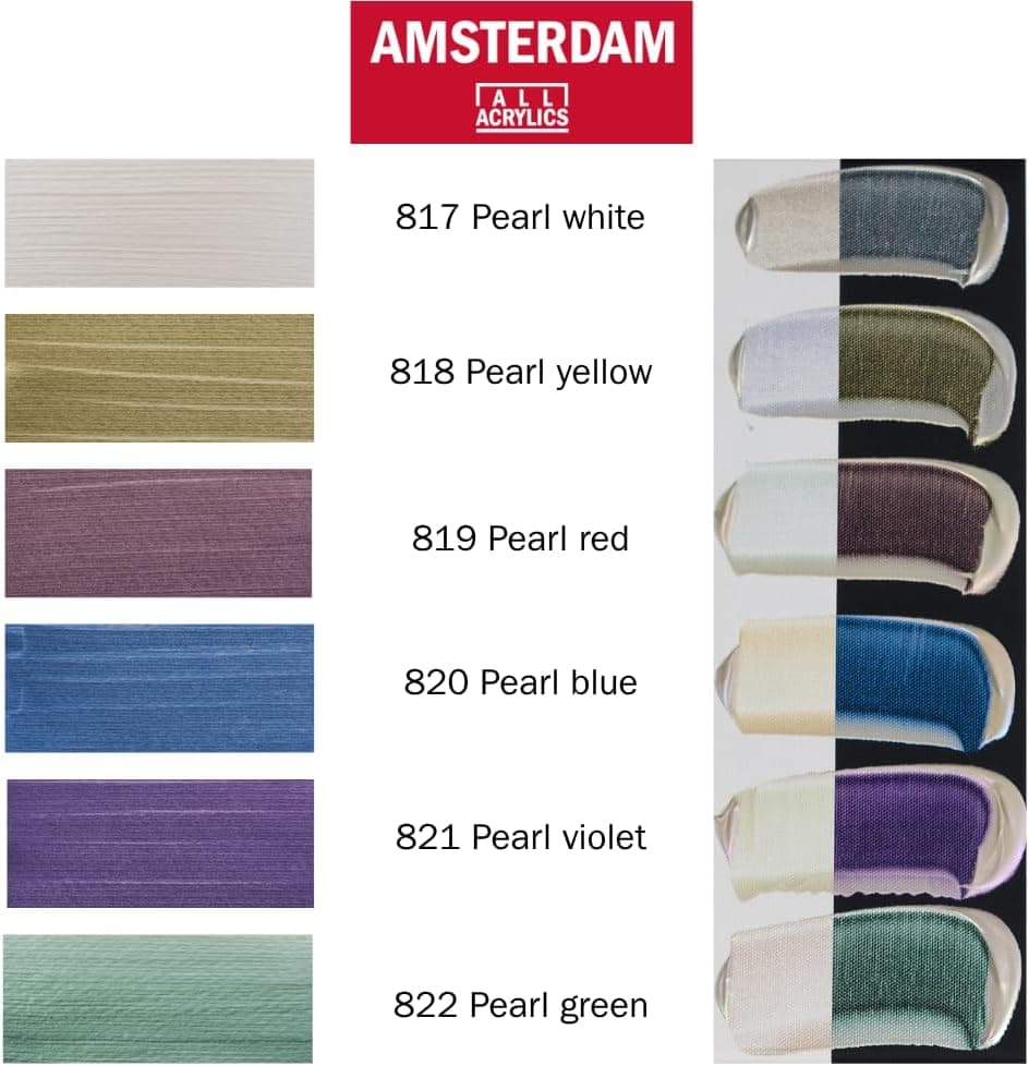 Amsterdam Acrylic Standard Series Paint Set 6x20ml, Pearl - Image 3