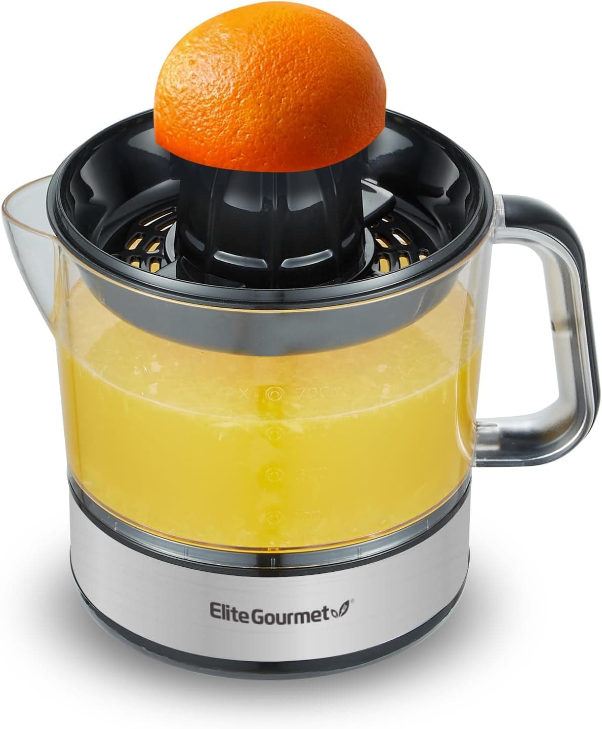 Elite Gourmet ETS623 BPA-Free Electric Citrus Juicer, Compact, Large Volume, Pulp Control, Oranges, Lemons, Limes, Grapefruits with Easy Pour Spout, 24oz, Black/Stainless Steel - Image 2